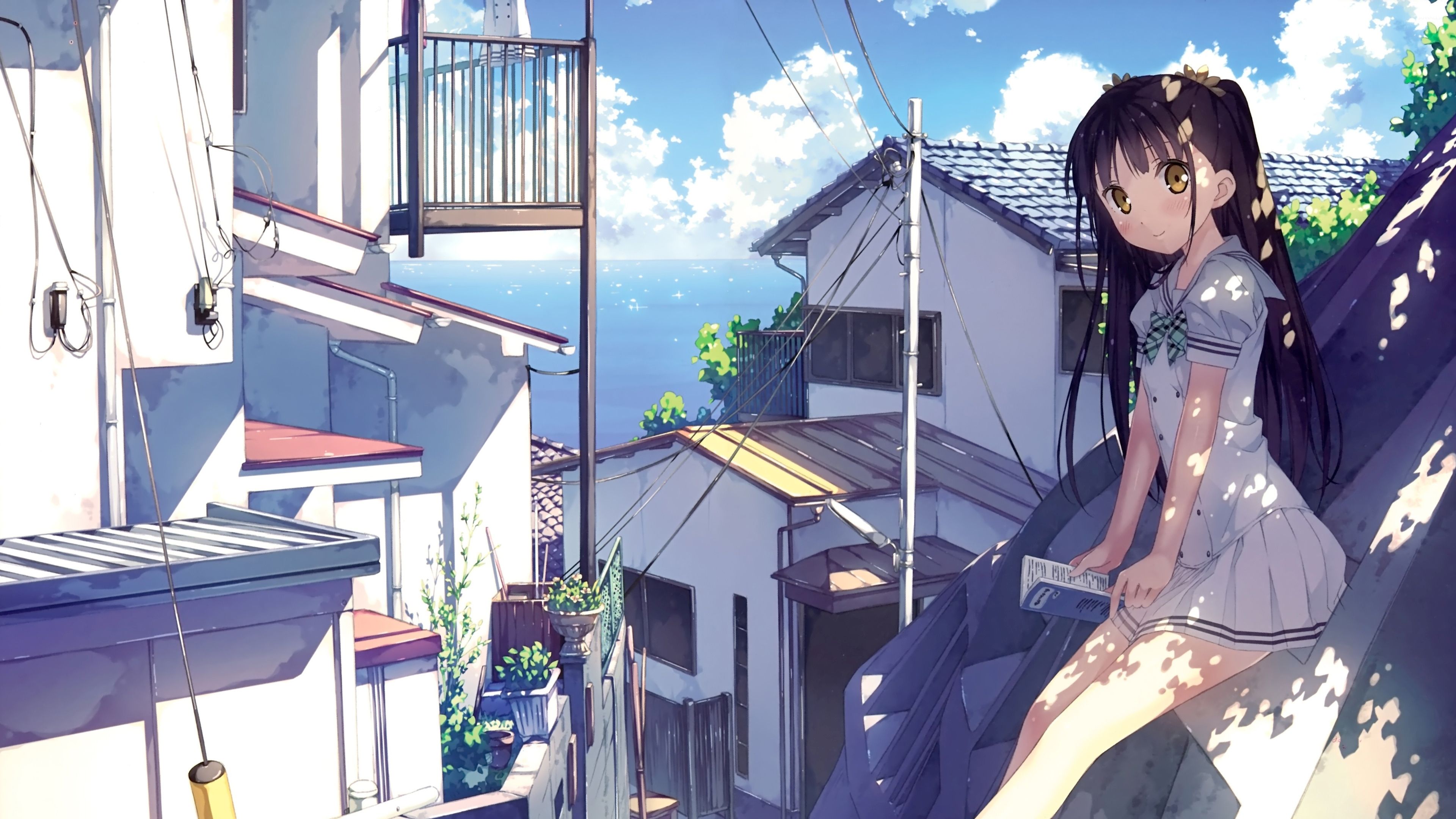 3840x2160 Girl reading a book wallpaper wallpaper