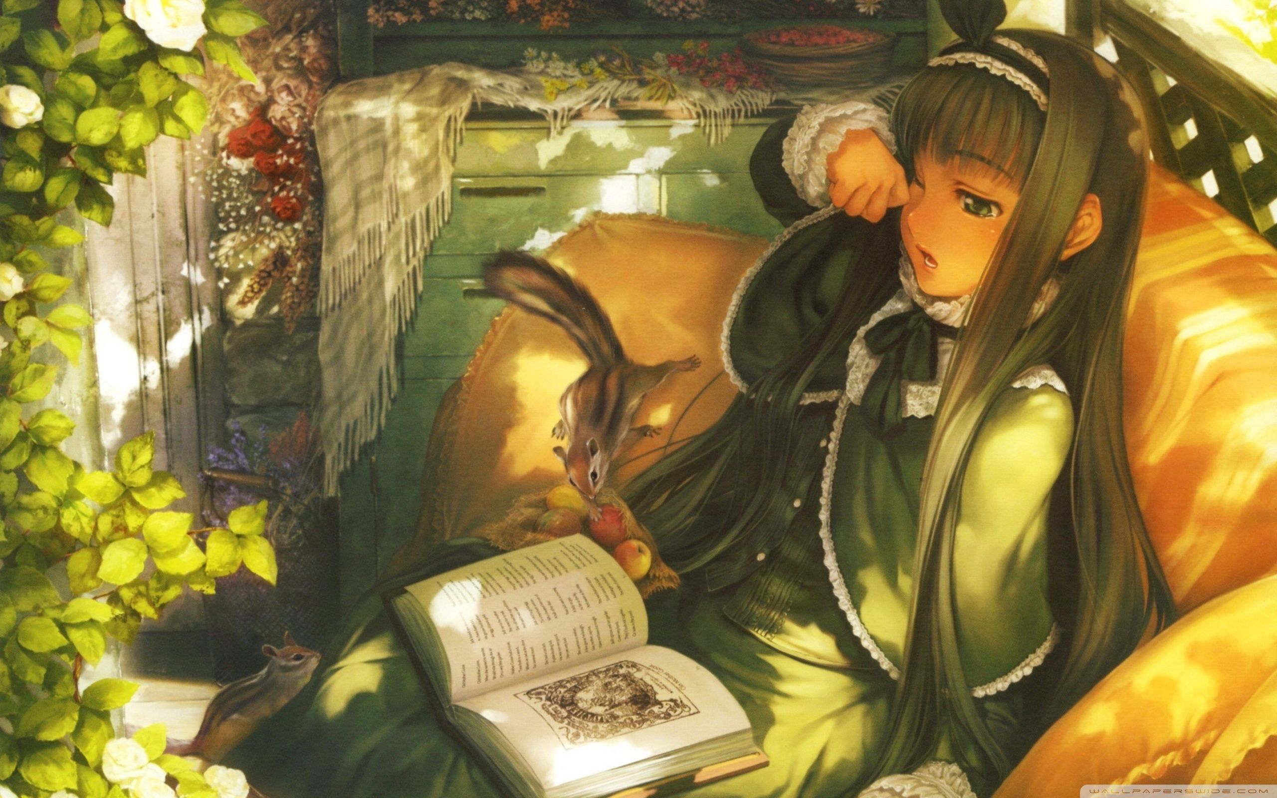 2560x1600 Anime Girl Reading 4K UHD Wallpaper for UltraHD Desktop and TV : Smartphone and Tablet Devices