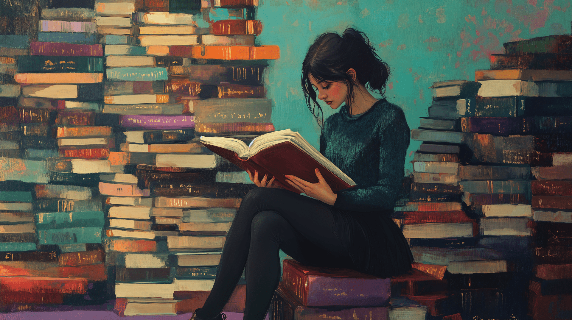 1920x1075 4K Ultra HD Wallpaper: A Woman Lost in the Joy of Reading