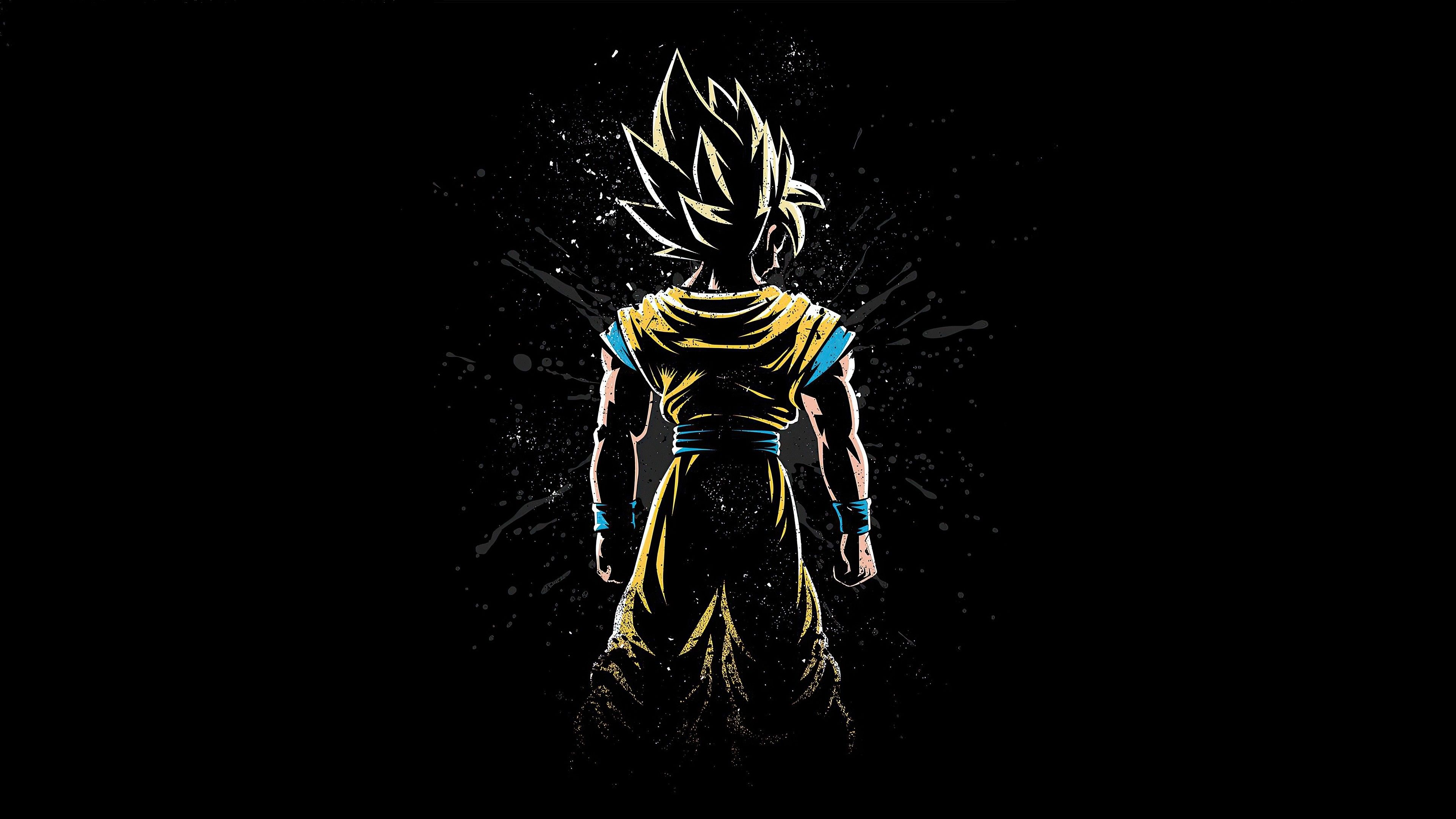 3840x2160 Goku Anime Boy Dark Art Black Background 4K HD Dragon Ball Wallpaper