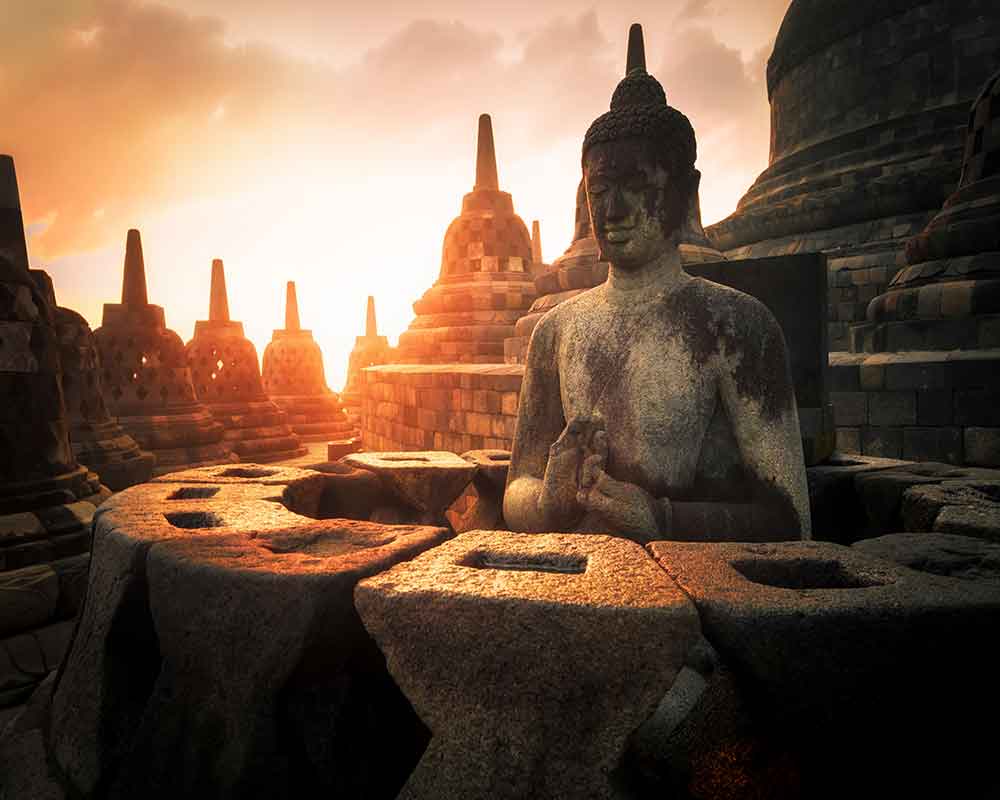 1000x800 3D Buddha Temple Wallpaper