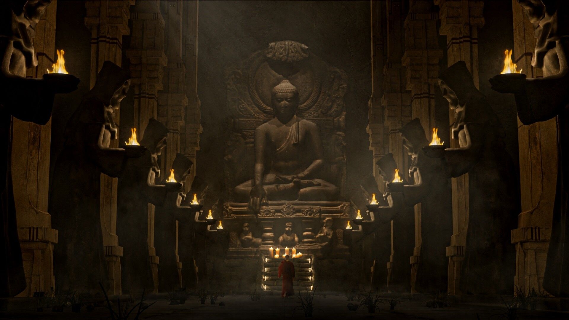 1920x1080 Buddhist temple Art