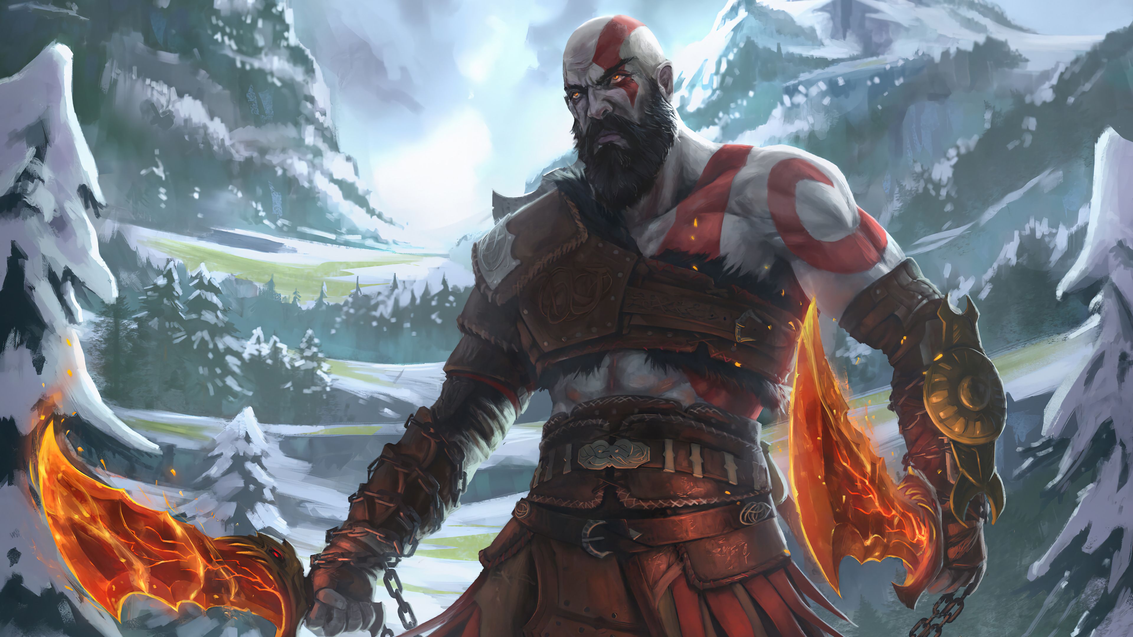 3840x2160 Kratos God of War Ragnarok Art Wallpaper 4K HD PC j