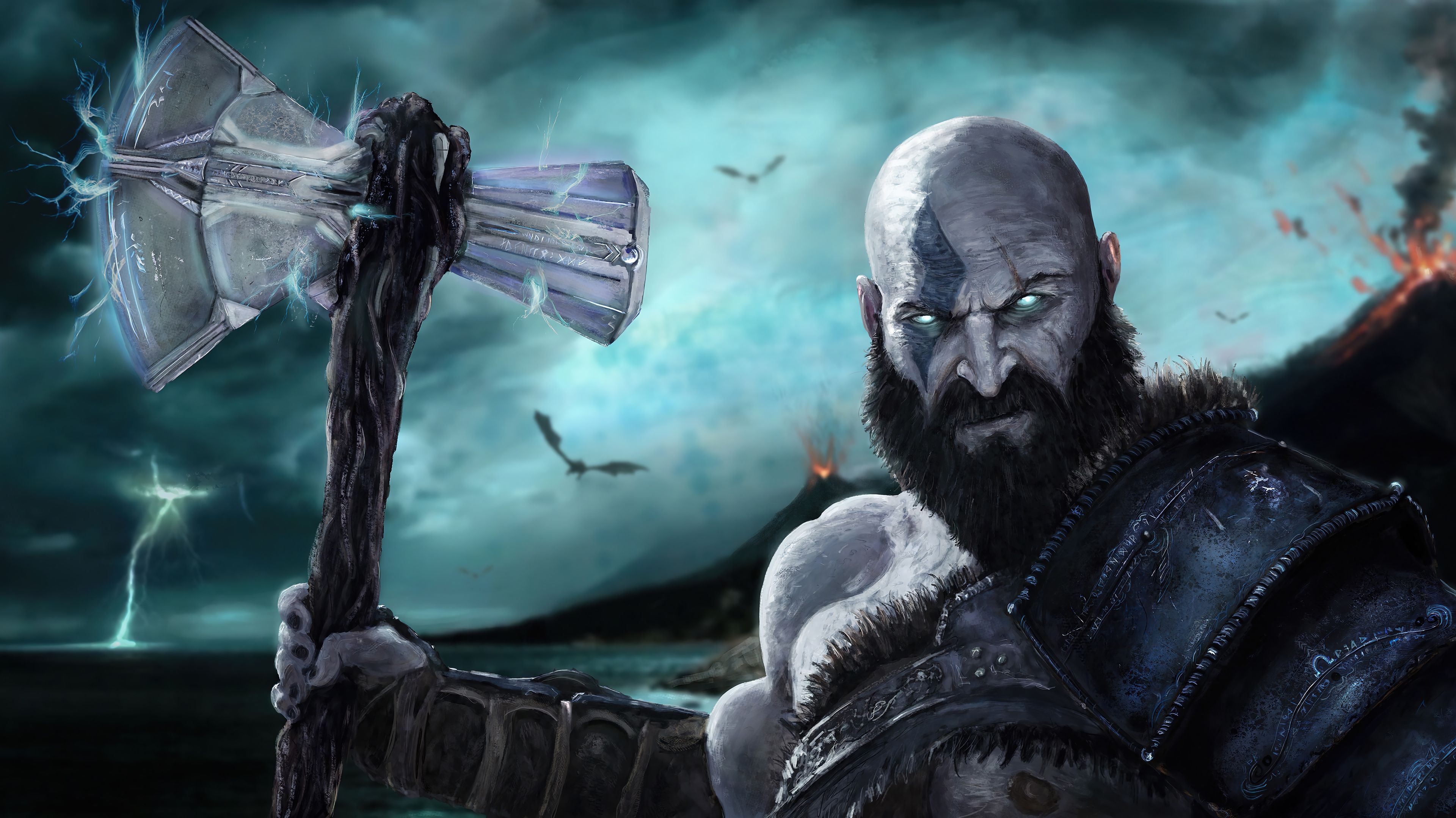 3840x2160 Kratos Art God of War 4K Wallpaper iPhone HD Phone h