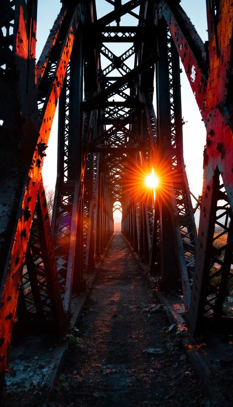 768x1344 Free Bridge Sunset Geometry Image, Sunset, Industrial