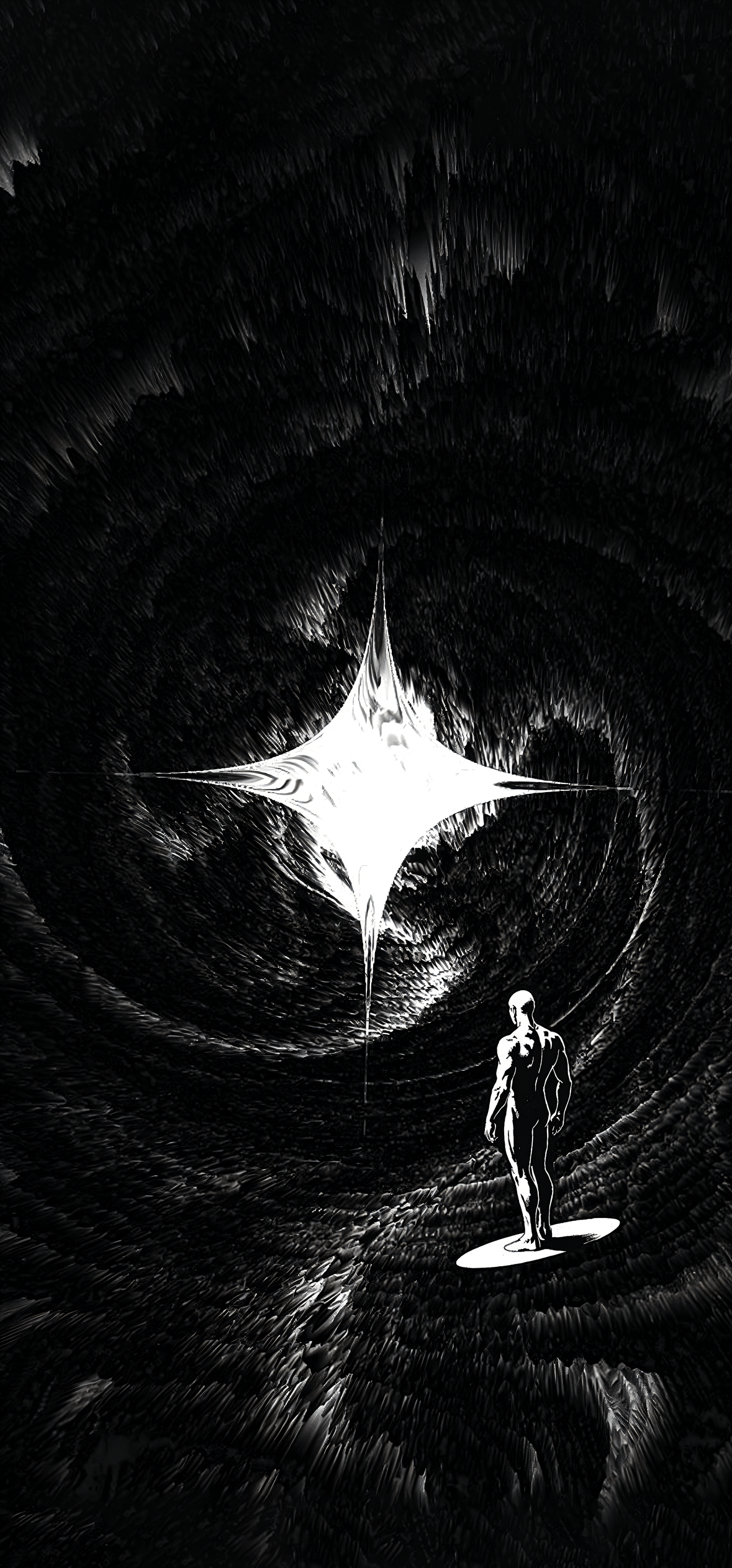 1179x2526 Fantastic Four Silver Surfer Black Aesthetic Wallpaper