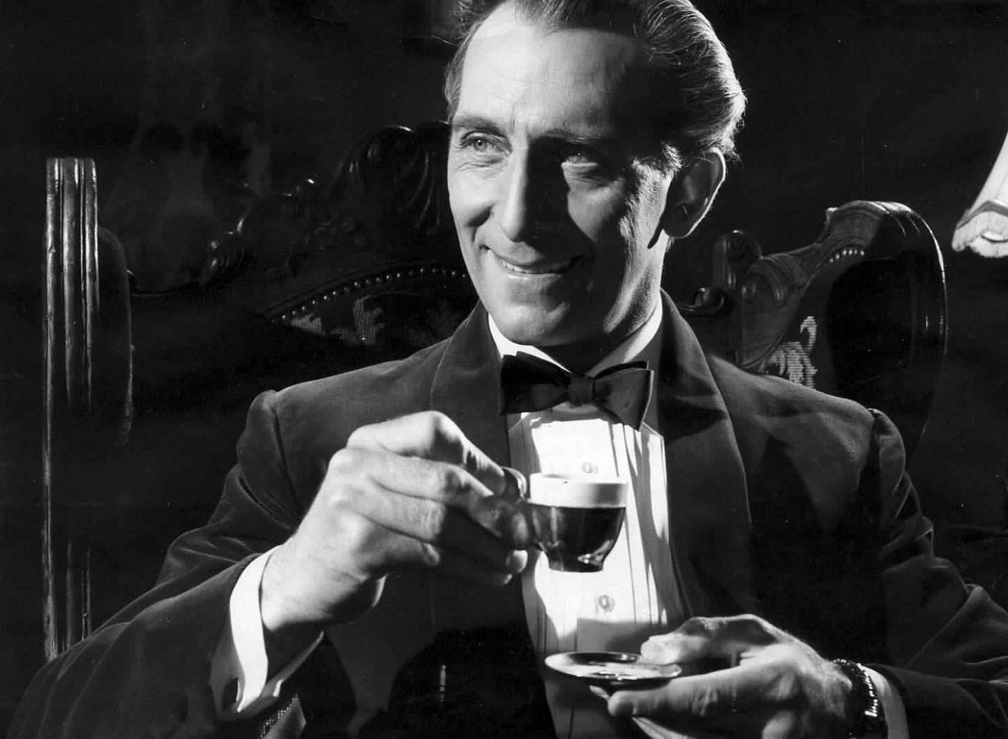 1445x1060 Download Peter Cushing English Actor Drinking Tea Wallpaper