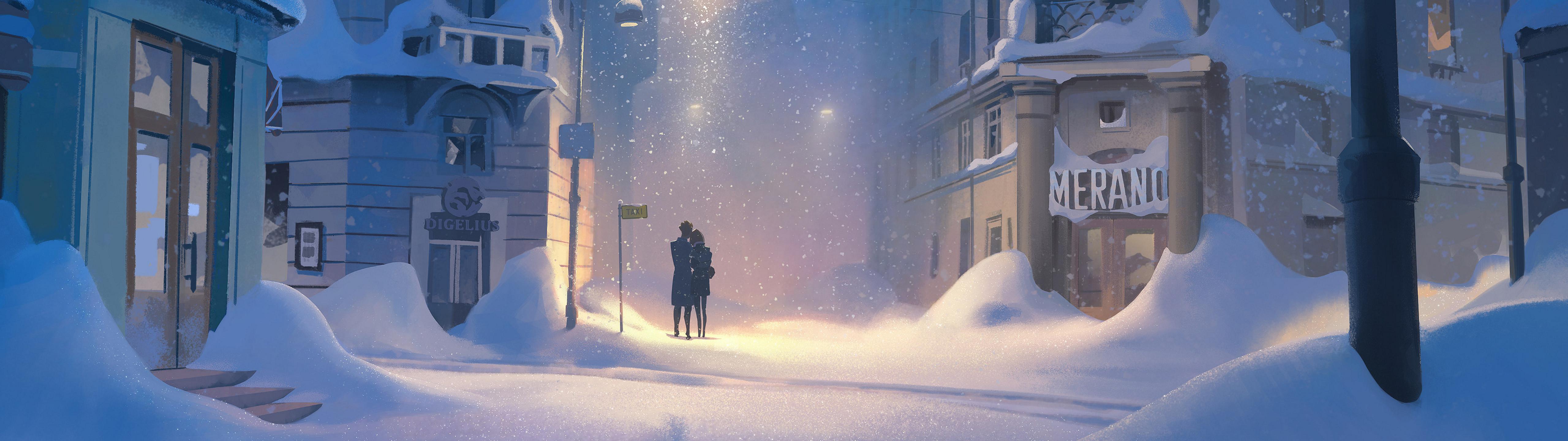 5120x1440 Snowfall by Tuomas Korpi [5120x1440]