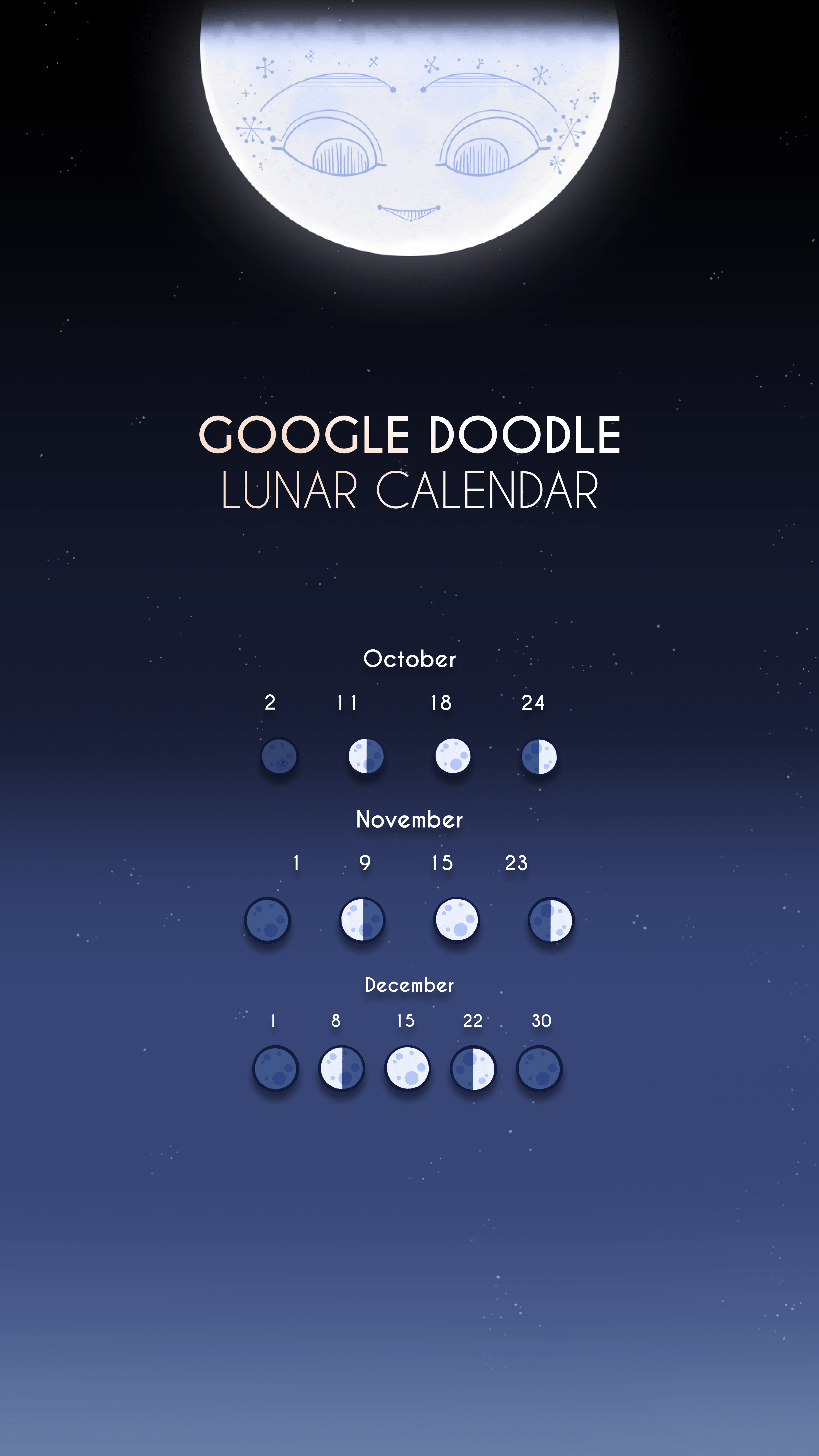3240x5760 Google Doodle Celebrates November's Half Moon With Lunar Card Game; Learn How To Play!