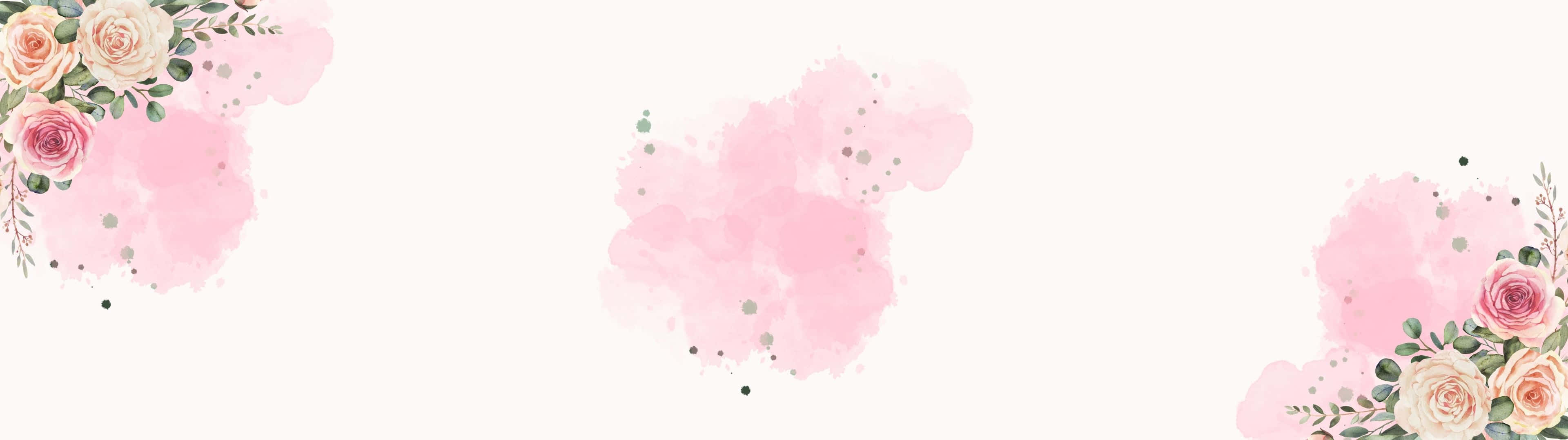 3840x1080 Download Pink Watercolor Floral Pattern Wallpaper