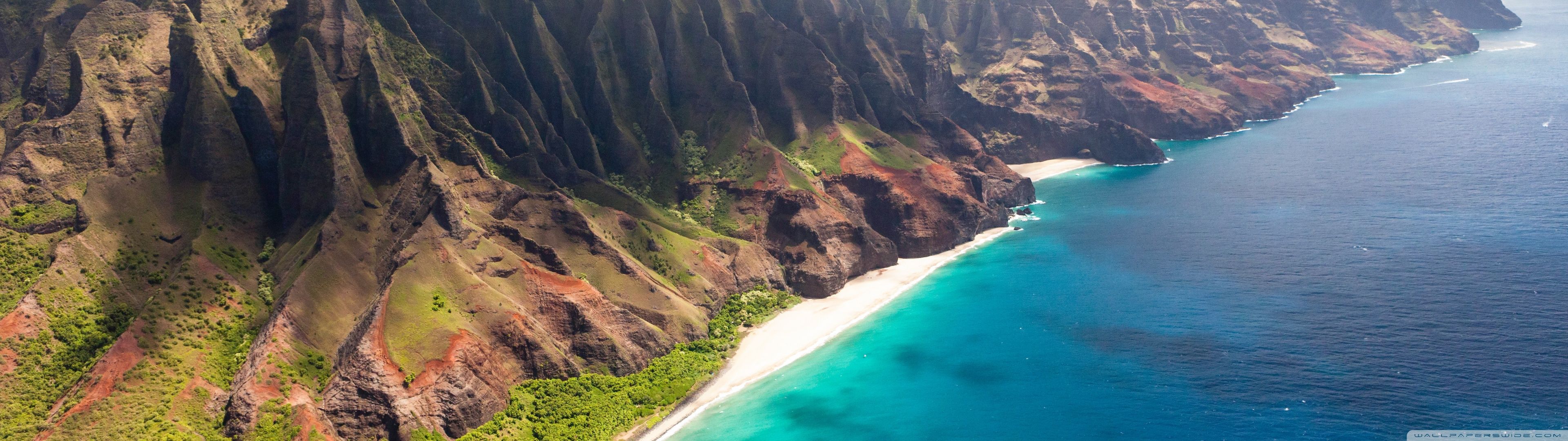 3840x1080 Napali Coast, Beach, Travel, Hawaii, Kalalau, Kauai, Ocean, Top Destination 4K UHD Wallpaper for UltraHD Desktop and TV : Widescreen and UltraWide Display : Dual Monitor : Smartphone and Tablet Devices
