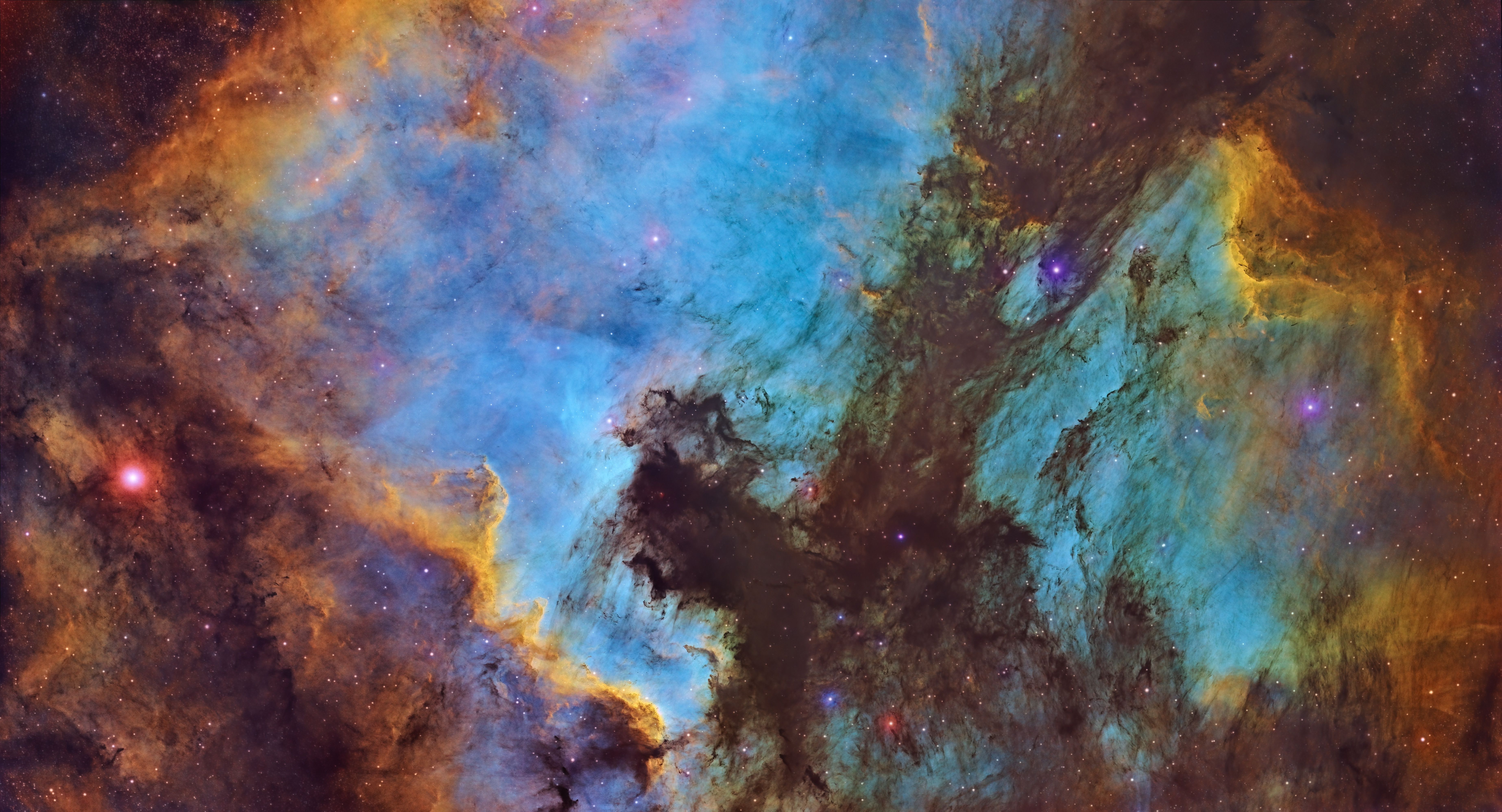 7386x3994 My sharpest ever photo of the North American and Pelican Nebula, a mosaic consisting of over 30 hours of exposure