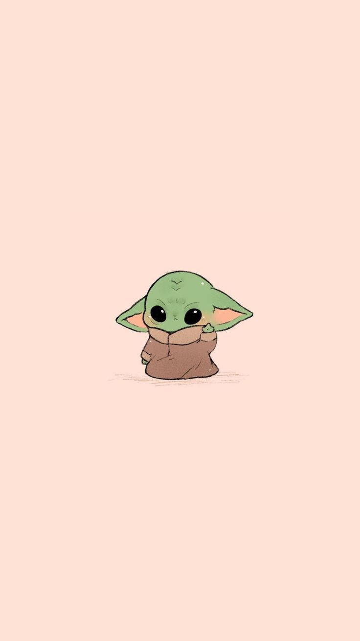 736x1308 Download Cute Aesthetic Cartoon Grogu The Mandalorian Wallpaper