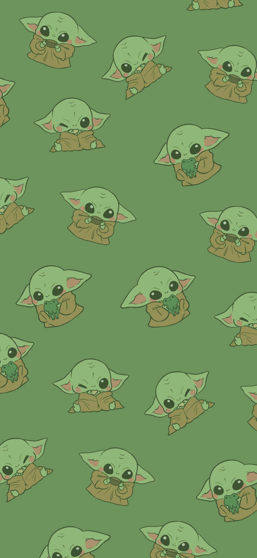 887x1920 Download Grogu Pattern Wallpaper