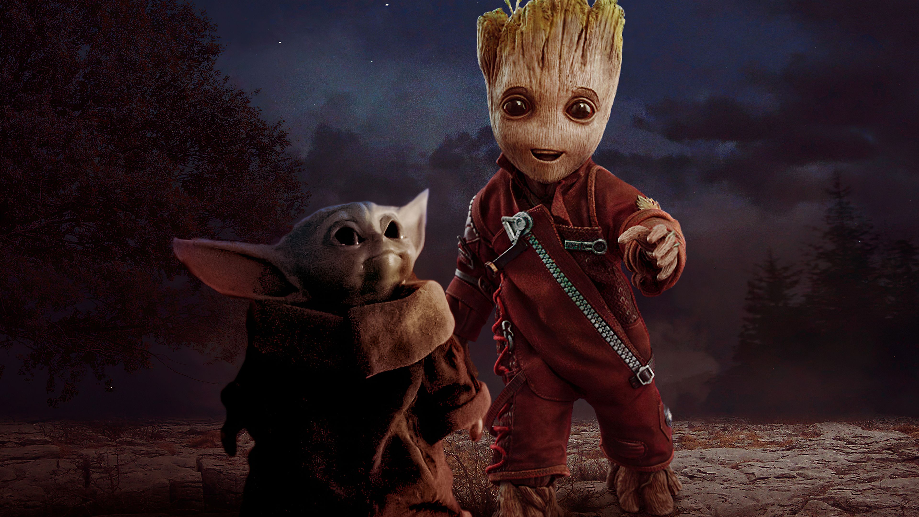 3840x2160 Wallpaper Star Wars, Yoda, Baby Siren Head, Grogu, Funko, Background Free Image