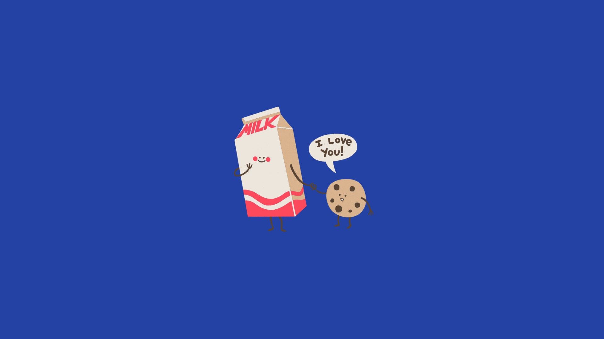 1920x1080 minimalism, humor, drawing, blue background, milk, love, cookies, simple background, foodx1080 Wallpaper