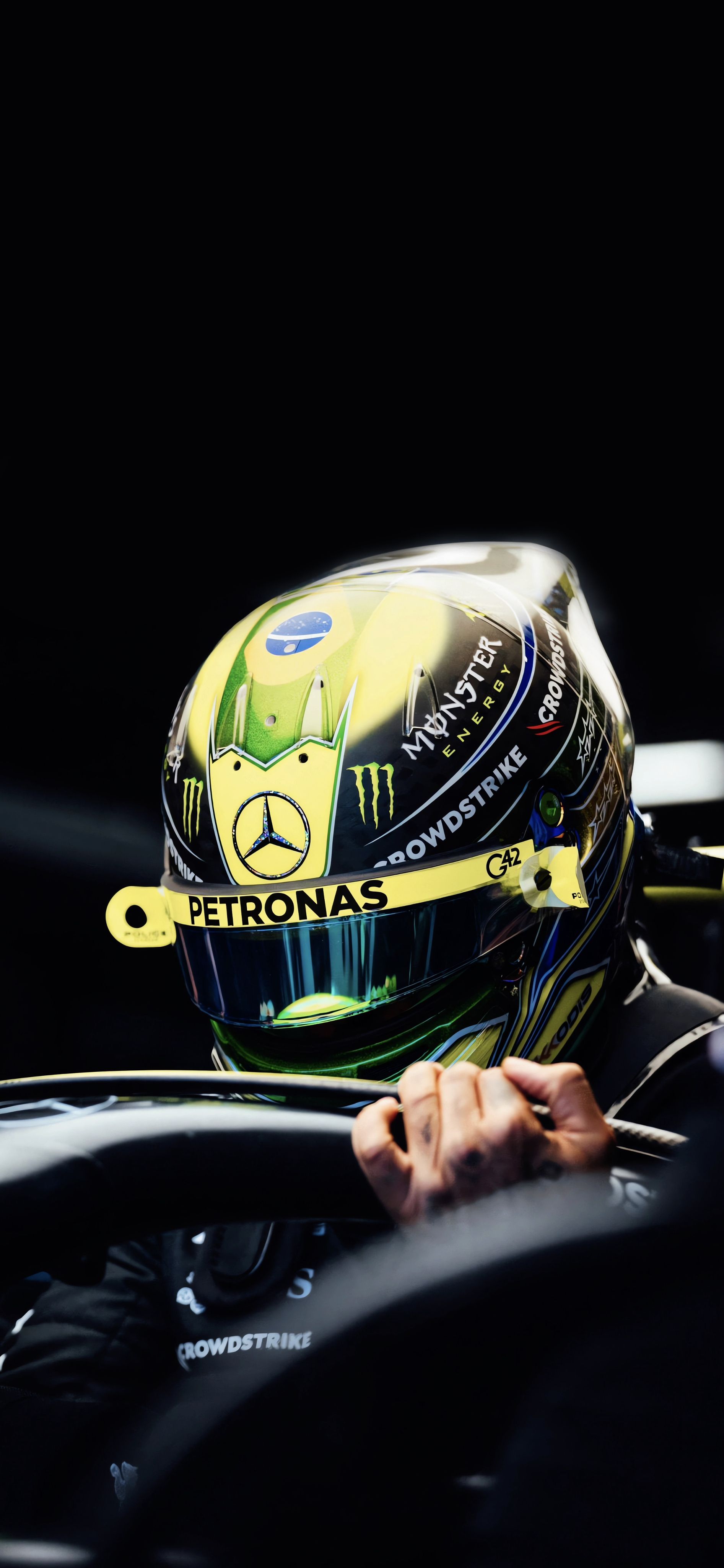1893x4096 Lewis Hamilton Helmet Wallpaper