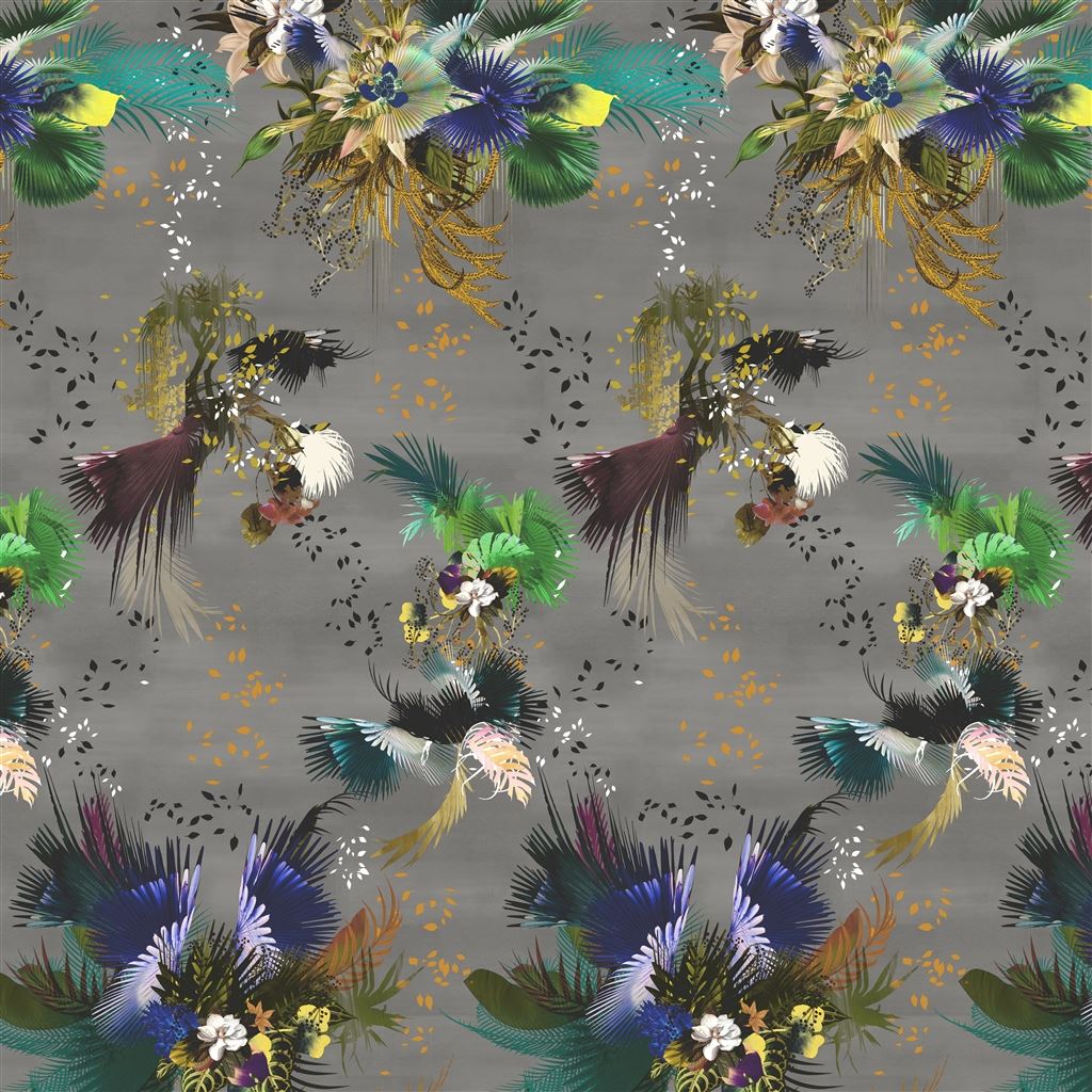 1024x1024 Christian Lacroix wallpaper panel Oiseau Fleur Graphite