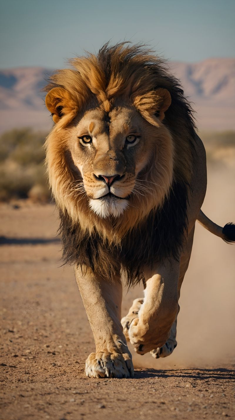 800x1427 Male Lion ( Panthera Leo Leo) Walking In The Golden Light Of Morning Sun Photo. JPG Free Download