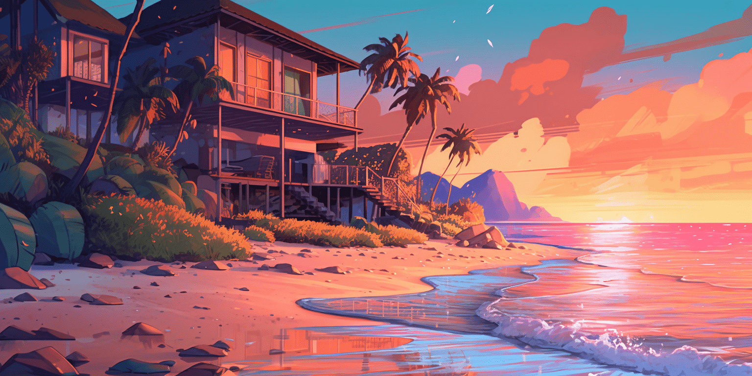 1536x768 Lofi Beach Wallpaper