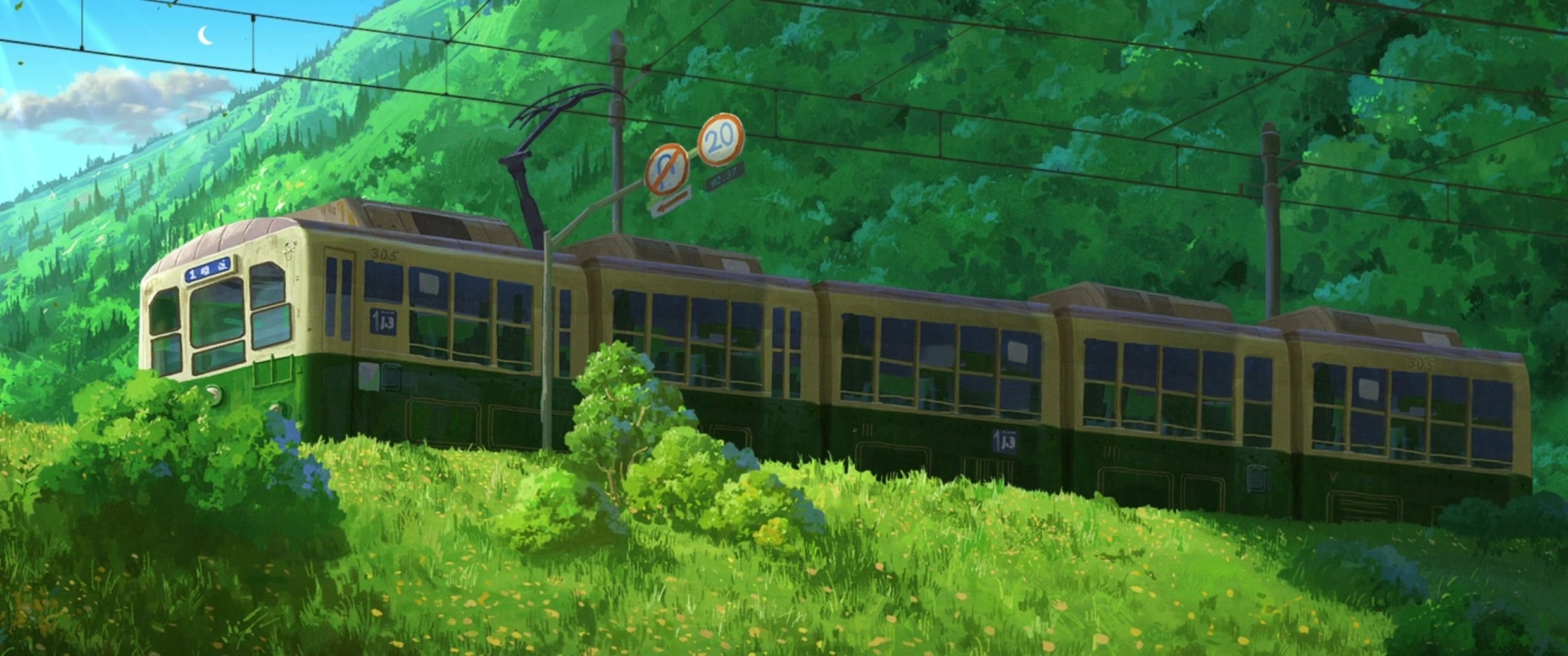 2579x1080 Summer Train Green Hillside Live Wallpaper