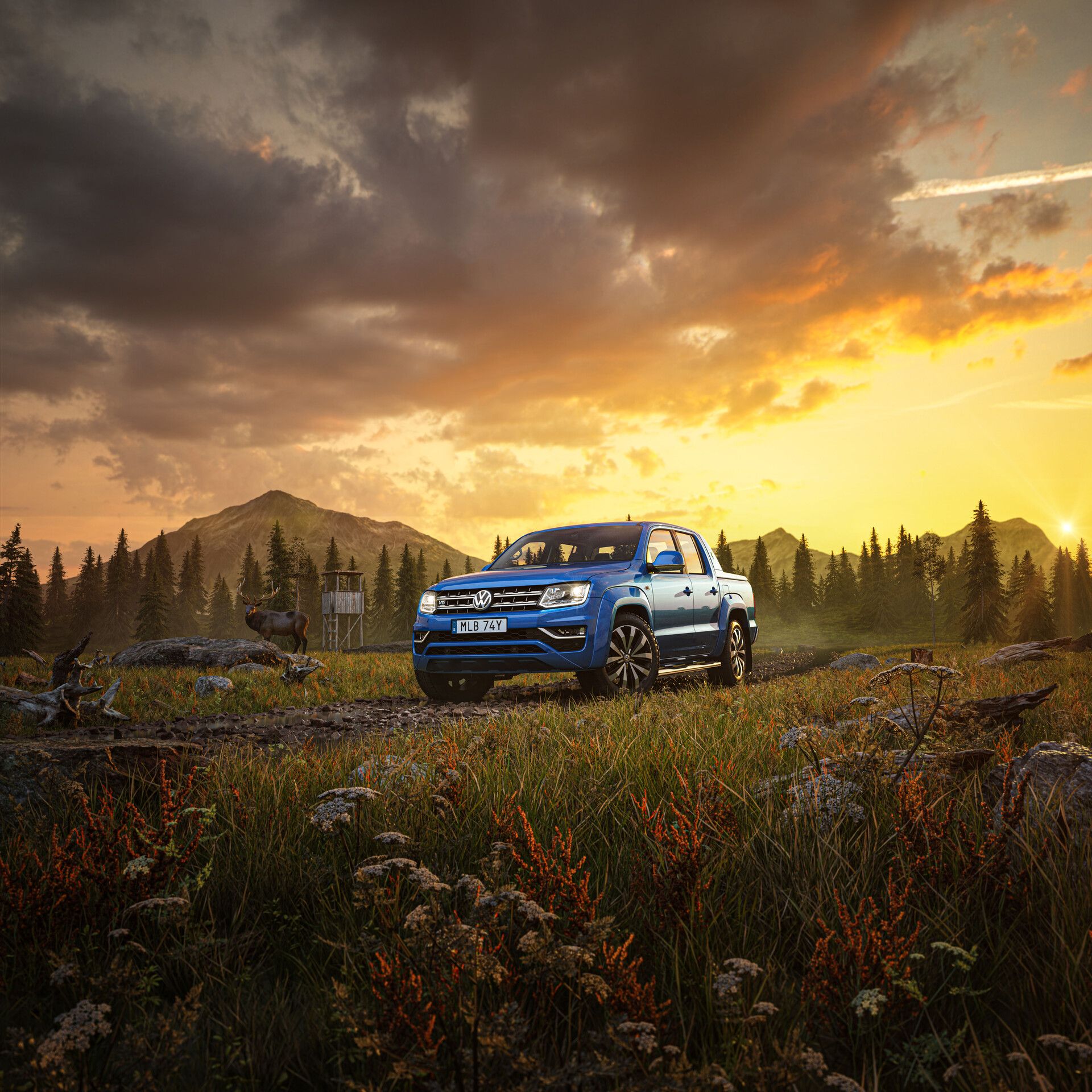 1920x1920 VW Amarok deer hunting