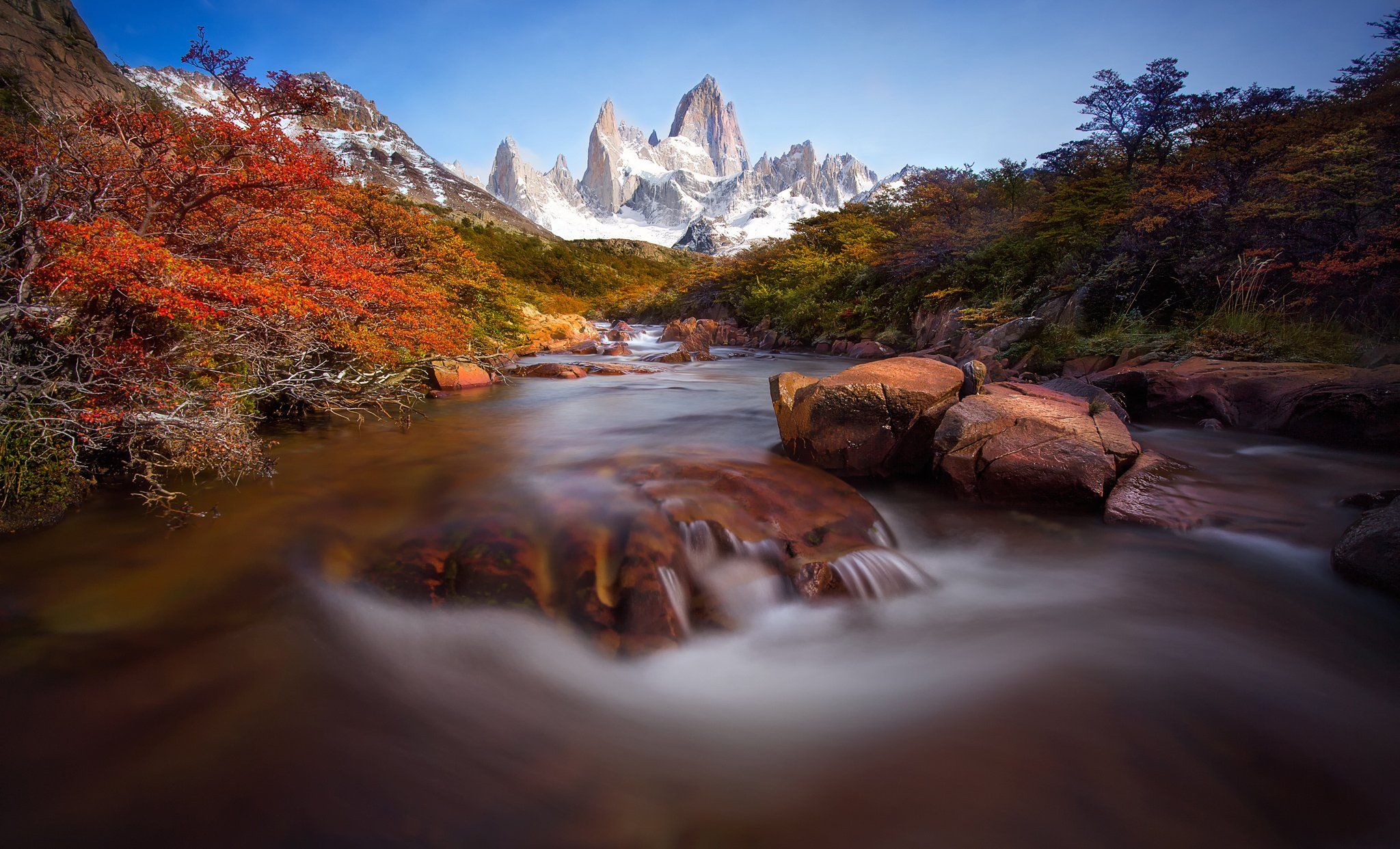 2048x1242 mountains, Scenery, Rivers, Stones, South, America, Patagonia, Nature Wallpaper HD / Desktop and Mobile Background