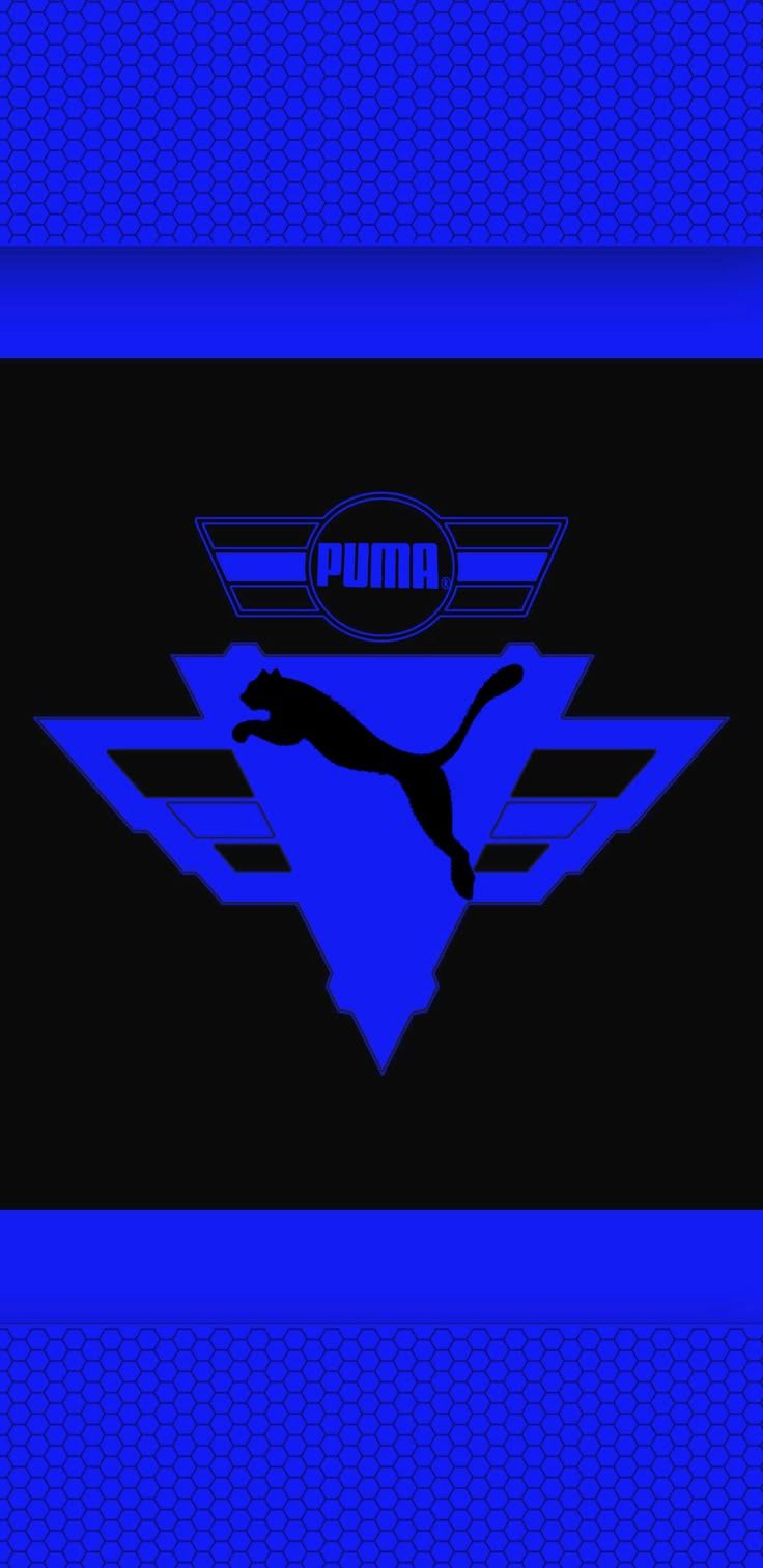 736x1513 Puma Logo Blue and Black Background. Kunst, Cool behang