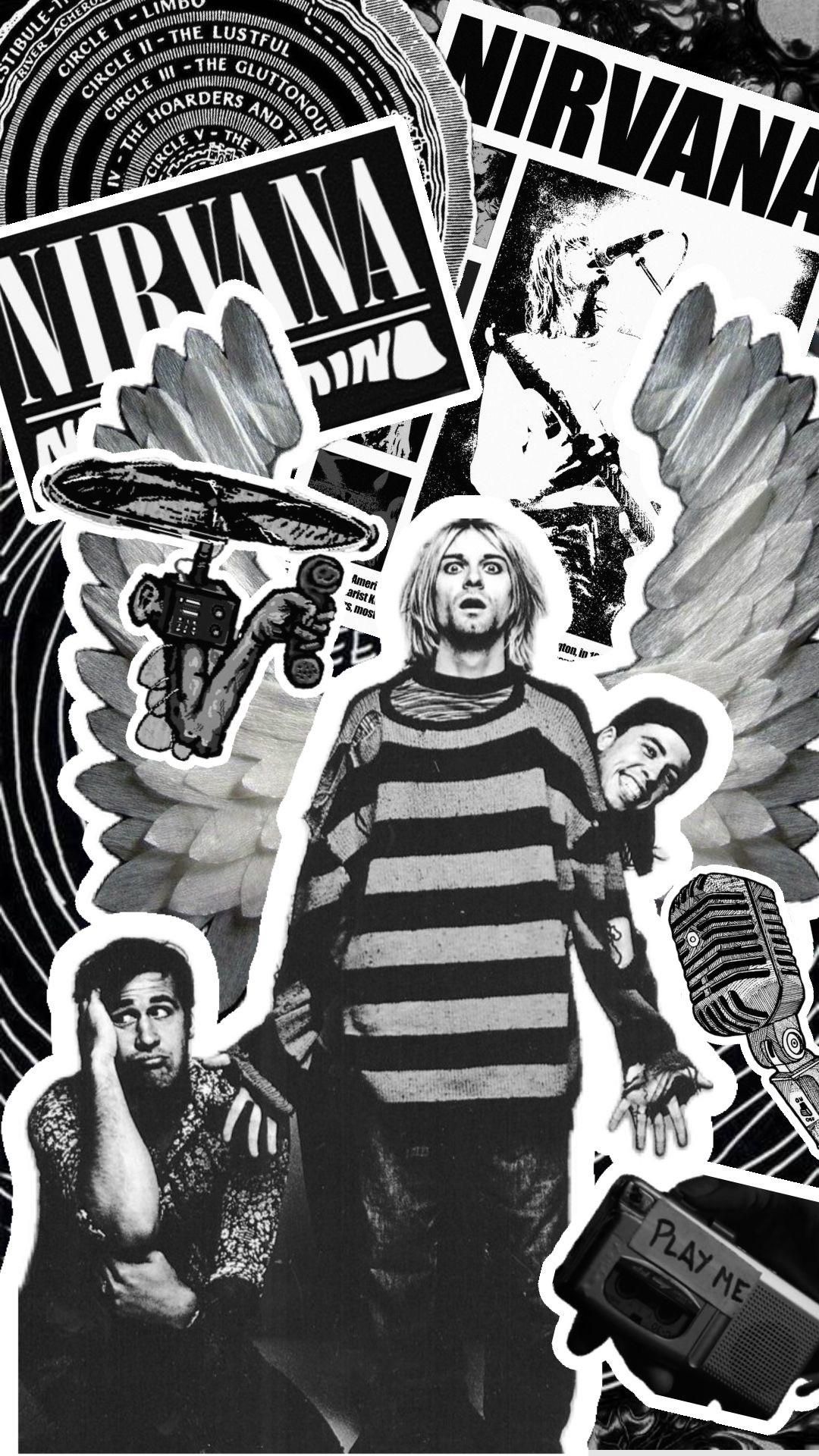 1080x1920 Made a black and white band wallpaper out of cutouts, I kinda like how it turned out, what do you guys and gals think?