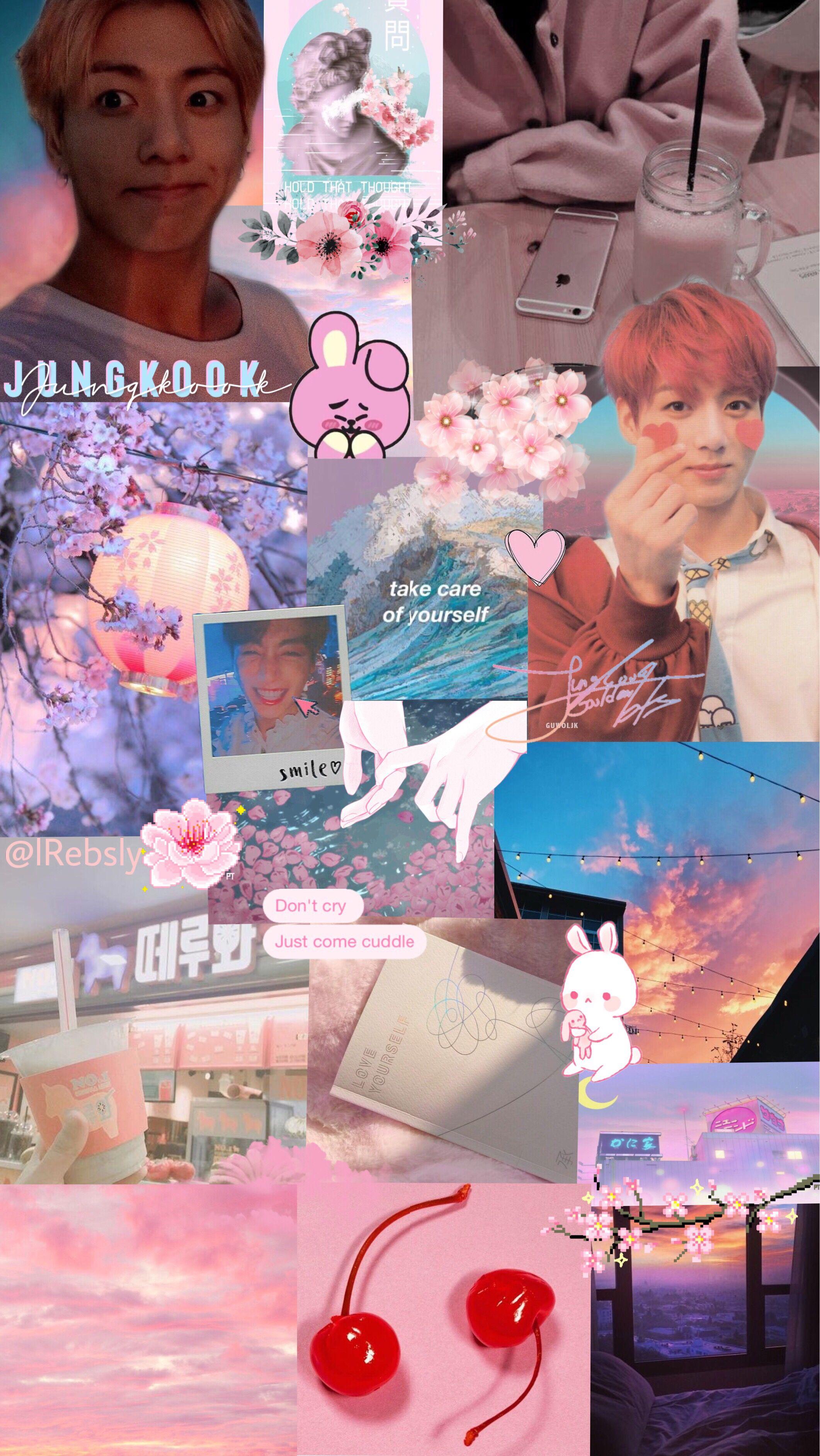 2122x3768 Jungkook BTS Pink Aesthetic Wallpaper