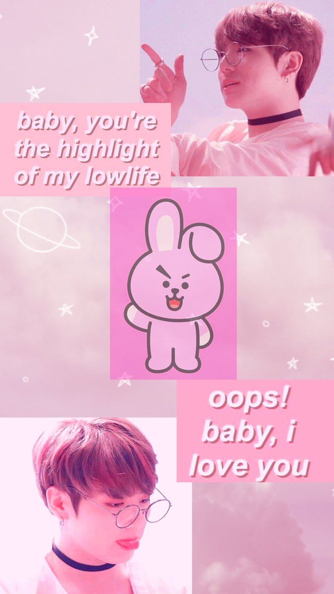 675x1200 Jungkookie's simple, cute and pink Aesthetic wallpaper. I put his BT21 character in it because the colour reminds me of Cooky