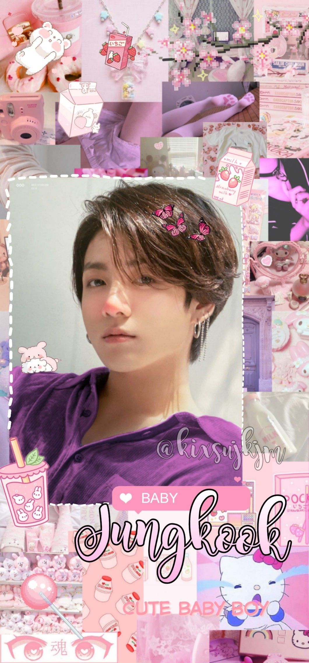 1060x2271 Jungkook BTS Pink Aesthetic Wallpaper