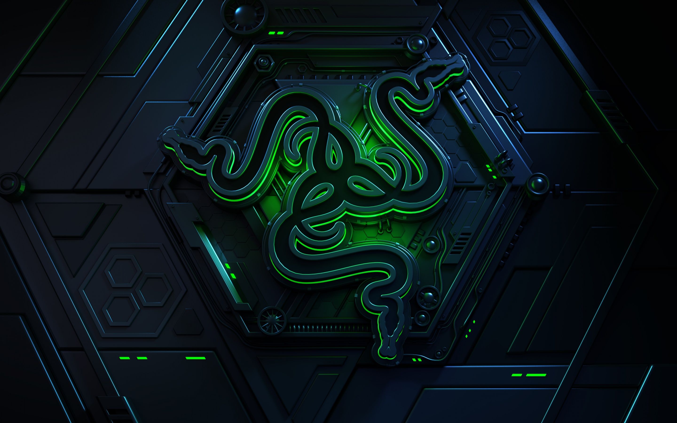2880x1800 Vault Wallpaper 4K, Razer, Green, Dark, 3D, Neon