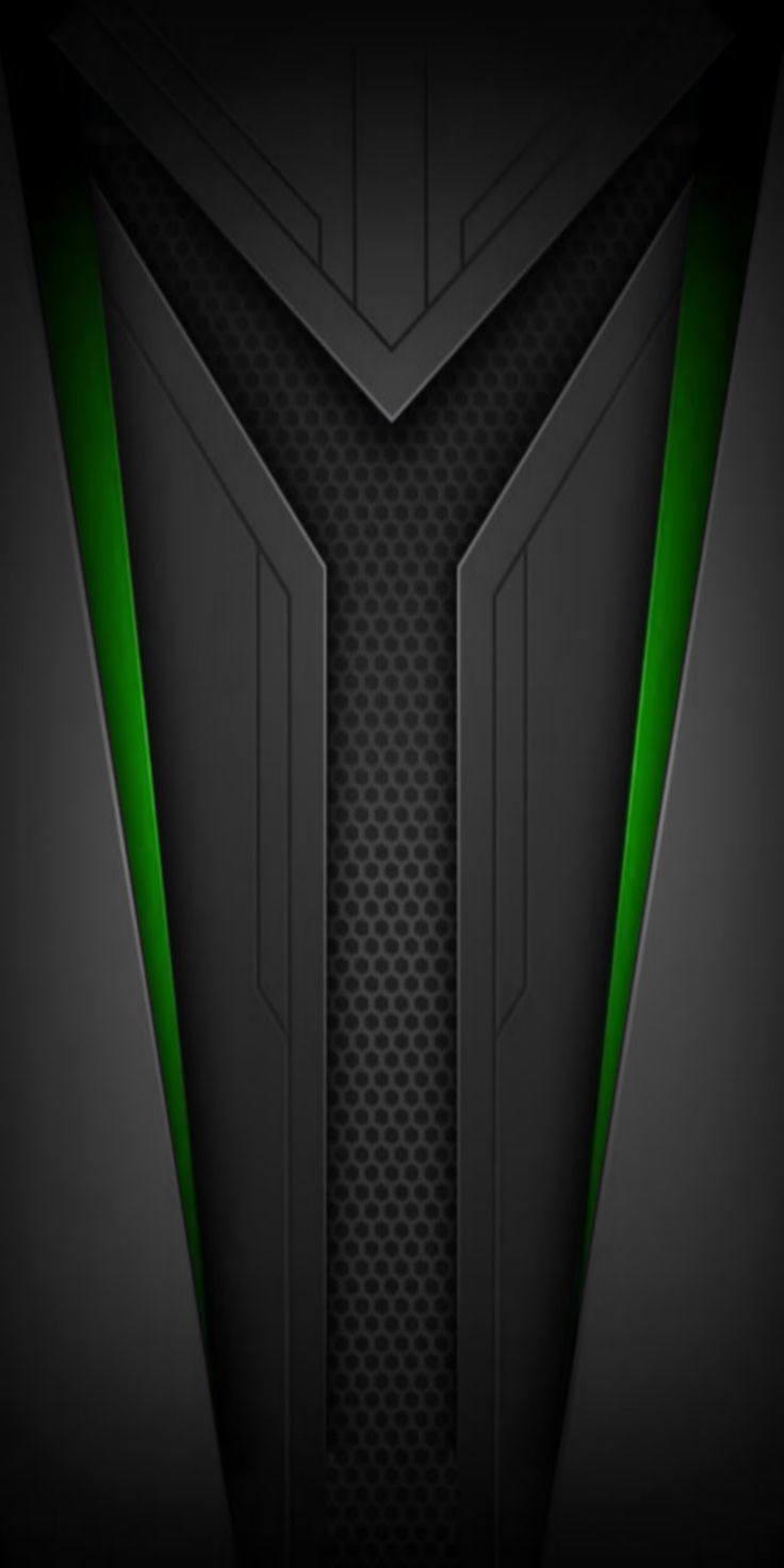 736x1472 Abstract Black and Green Wallpaper with Letter V. Black and green geometric design, Dark green