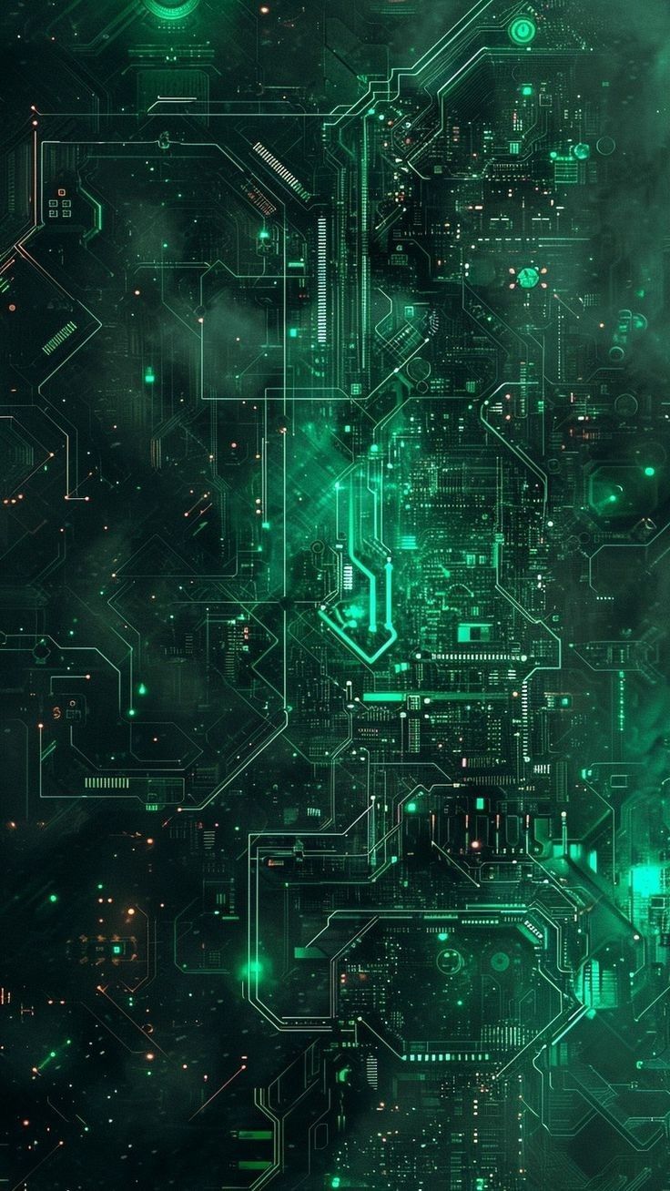 736x1308 Abstract Green and Black Wallpaper. Dark green circuit board, Sci fi pattern, Technology wallpaper