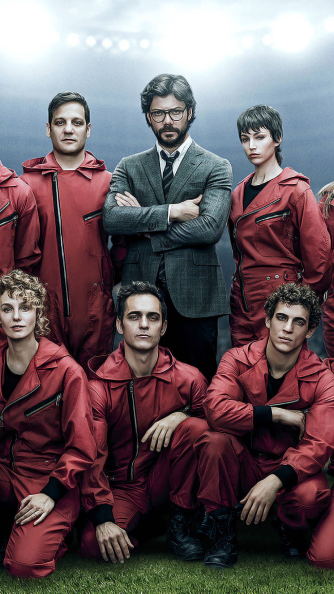 1080x1920 Download 1080x1920 Money Heist The Gang Stadium Wallpaper