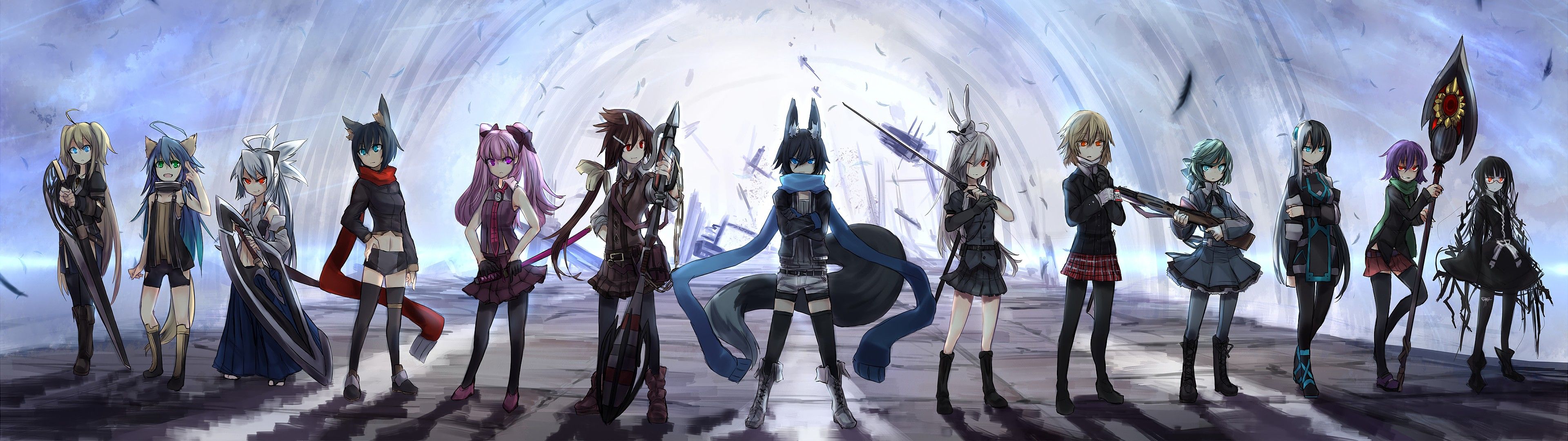 3840x1080 original characters, Shirogane Usagi, Dual monitors, Norah Bright, Nanako (Ganesagi) Wallpaper HD / Desktop and Mobile Background
