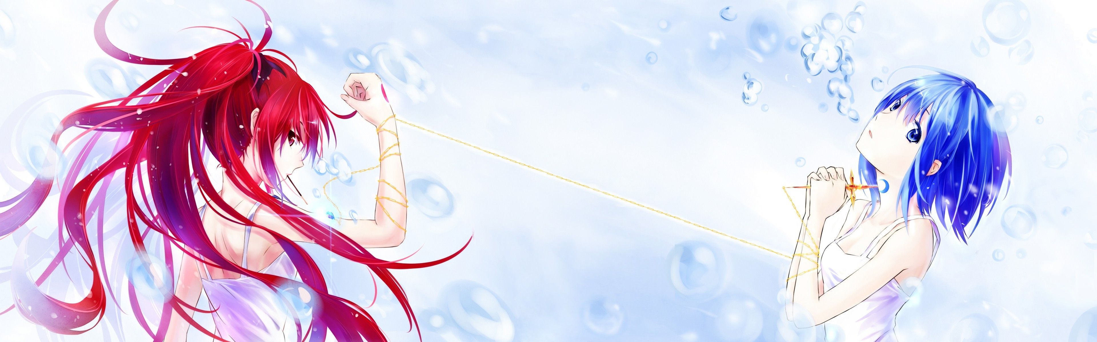 3840x1200 anime Girls, Anime, Mahou Shoujo Madoka Magica, Miki Sayaka, Sakura Kyoko Wallpaper HD / Desktop and Mobile Background