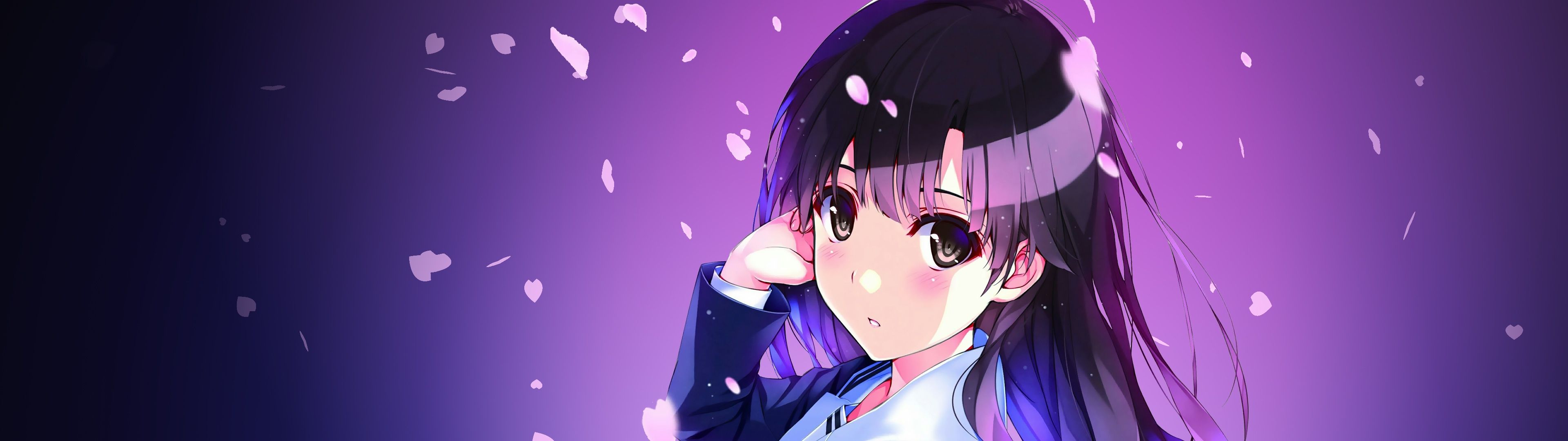 3840x1080 Utaha Kasumigaoka Wallpaper 4K, Anime girl, Purple aesthetic