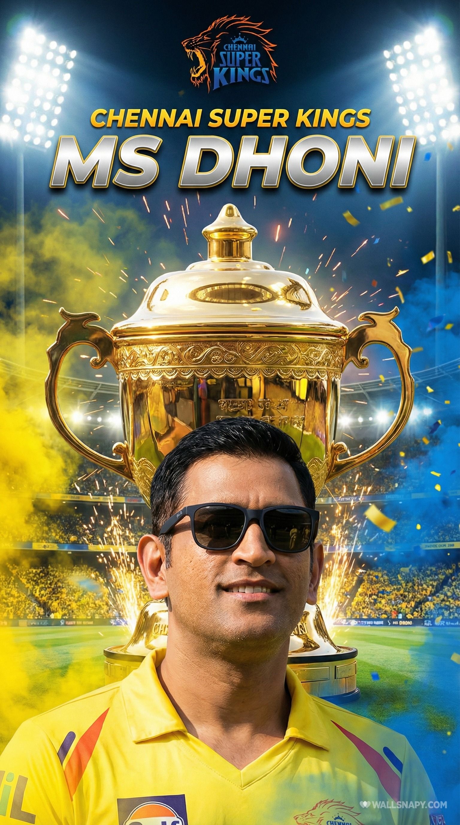 1536x2752 Ms dhoni wallpaper with ipl trophy csk champions 4k