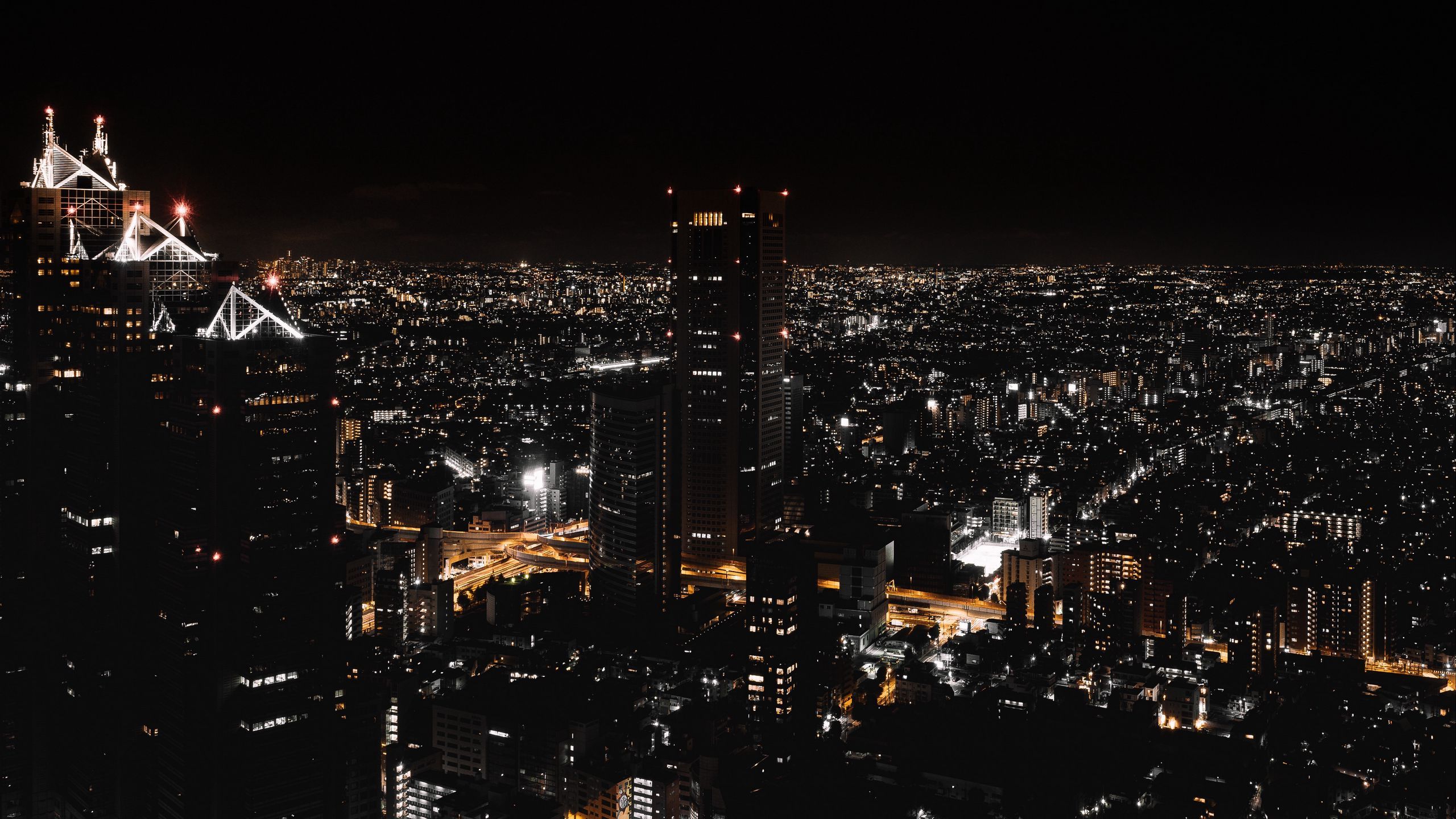 2560x1440 Download wallpaper 2560x1440 night city, view from above, city lights, skyscrapers, tokyo, japan widescreen 16:9 HD background
