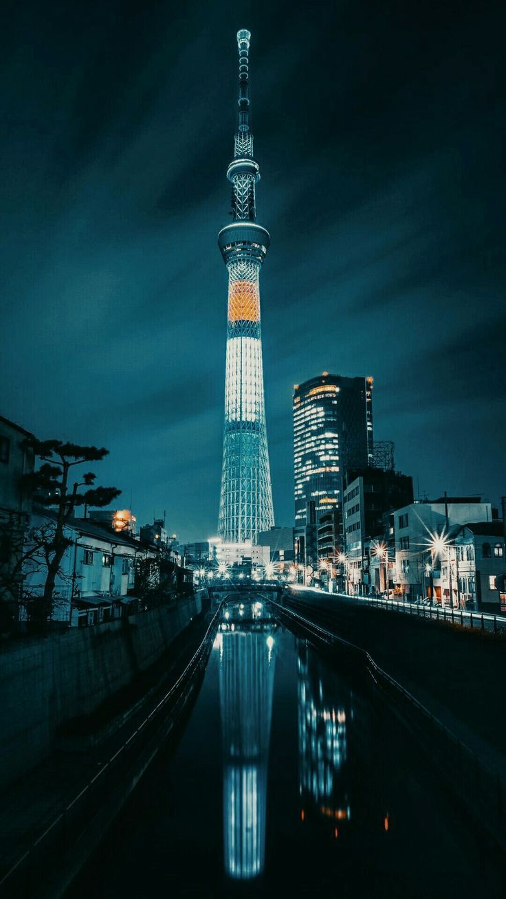 736x1308 Tokyo Skytree. Japan. beautiful night view