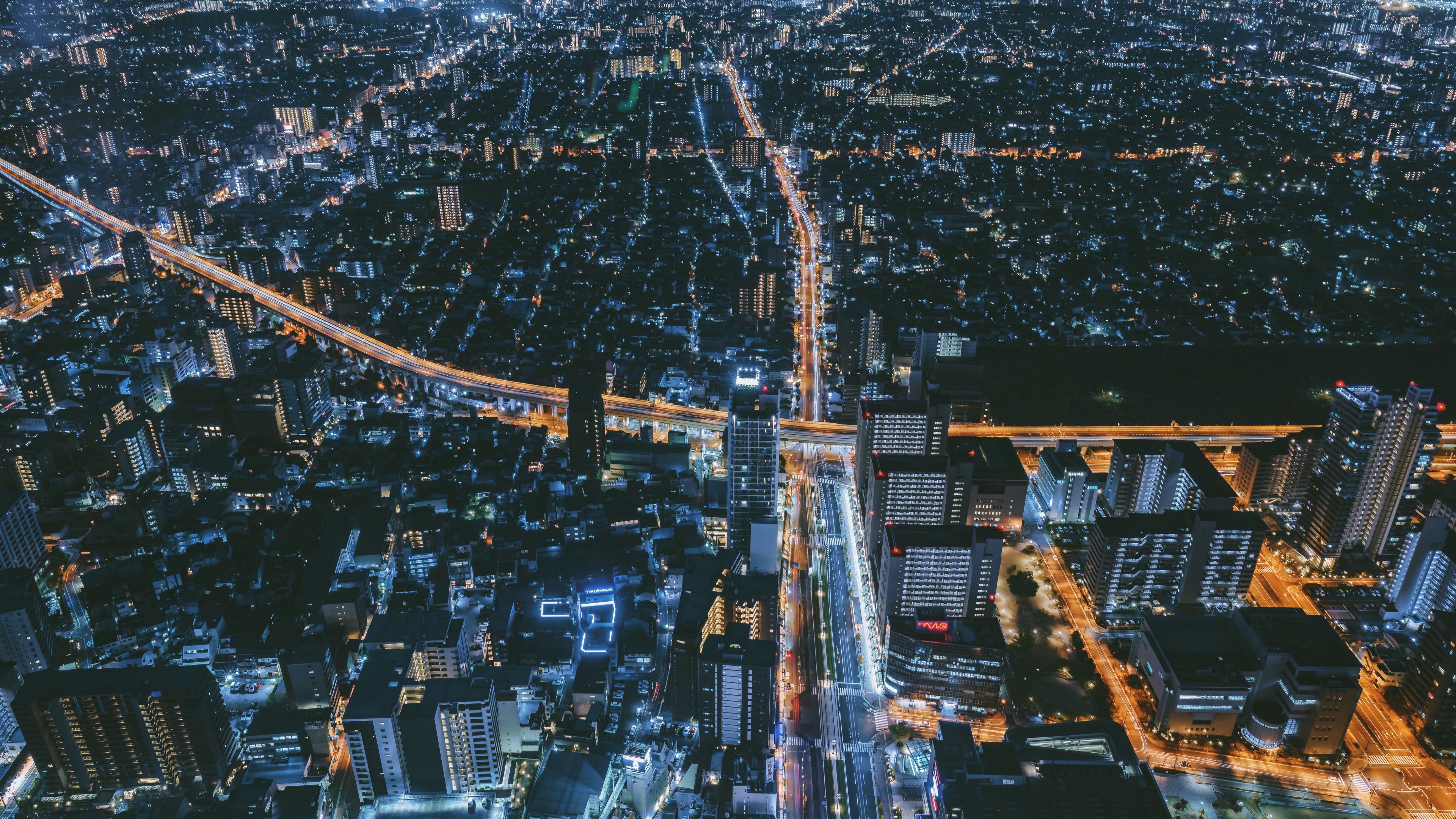 3840x2160 Download wallpaper 3840x2160 night city, top view, osaka, japan 4k uhd 16:9 HD background