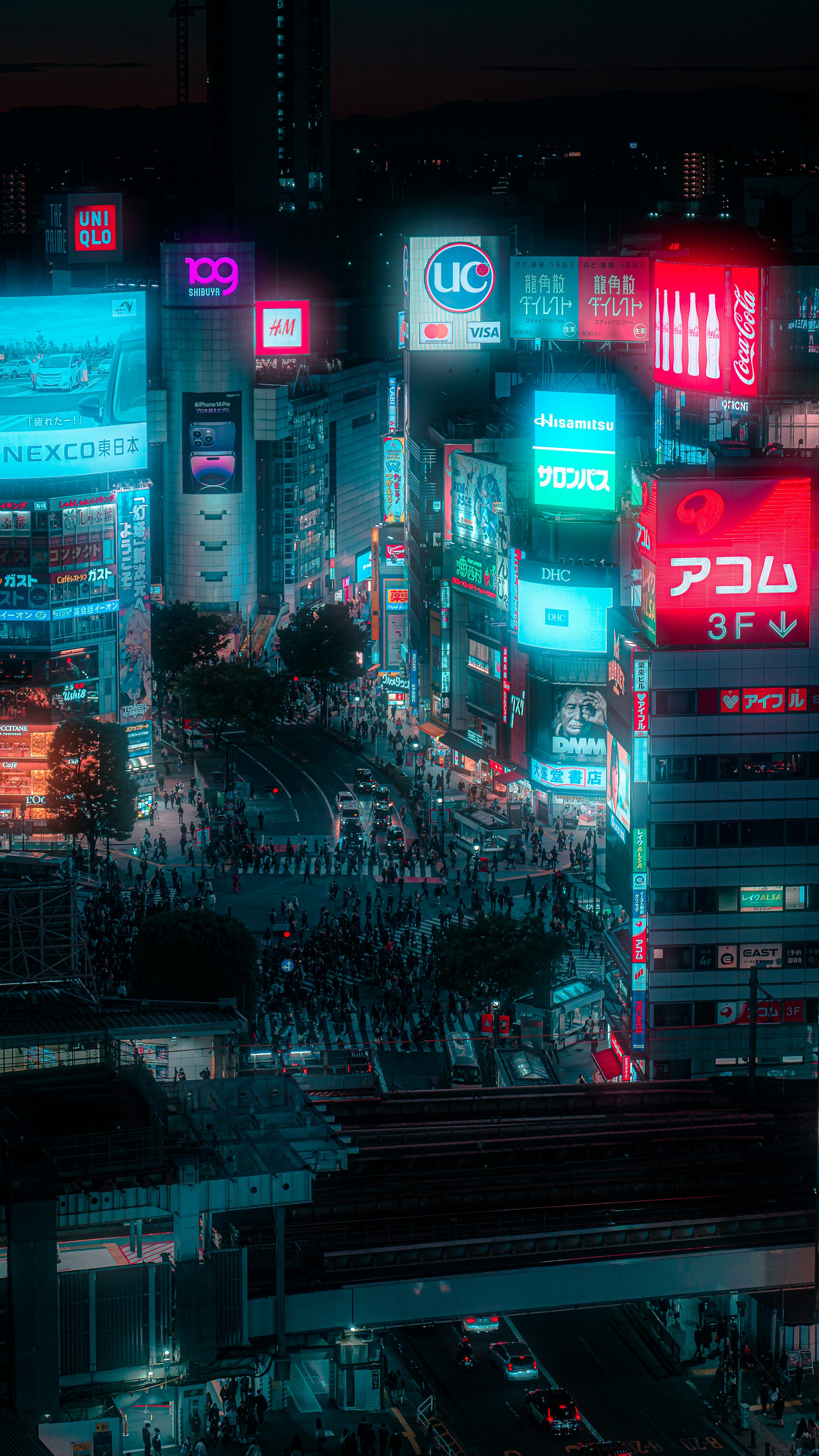 3000x5333 An aerial view of a city at night photo