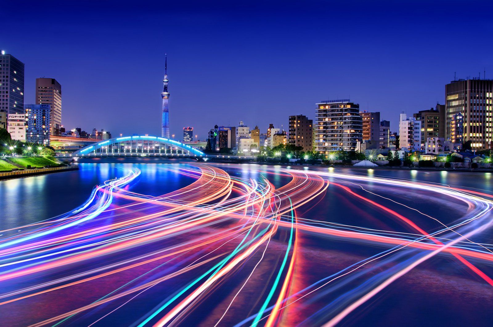 1600x1063 japan, Japon, Architecture, Bridges, Freeway, Building, Cities, Monuments, Night, Panorama, Panoramic, Rivers, Tower, Towers, Tokyo, Ray, Light Wallpaper HD / Desktop and Mobile Background