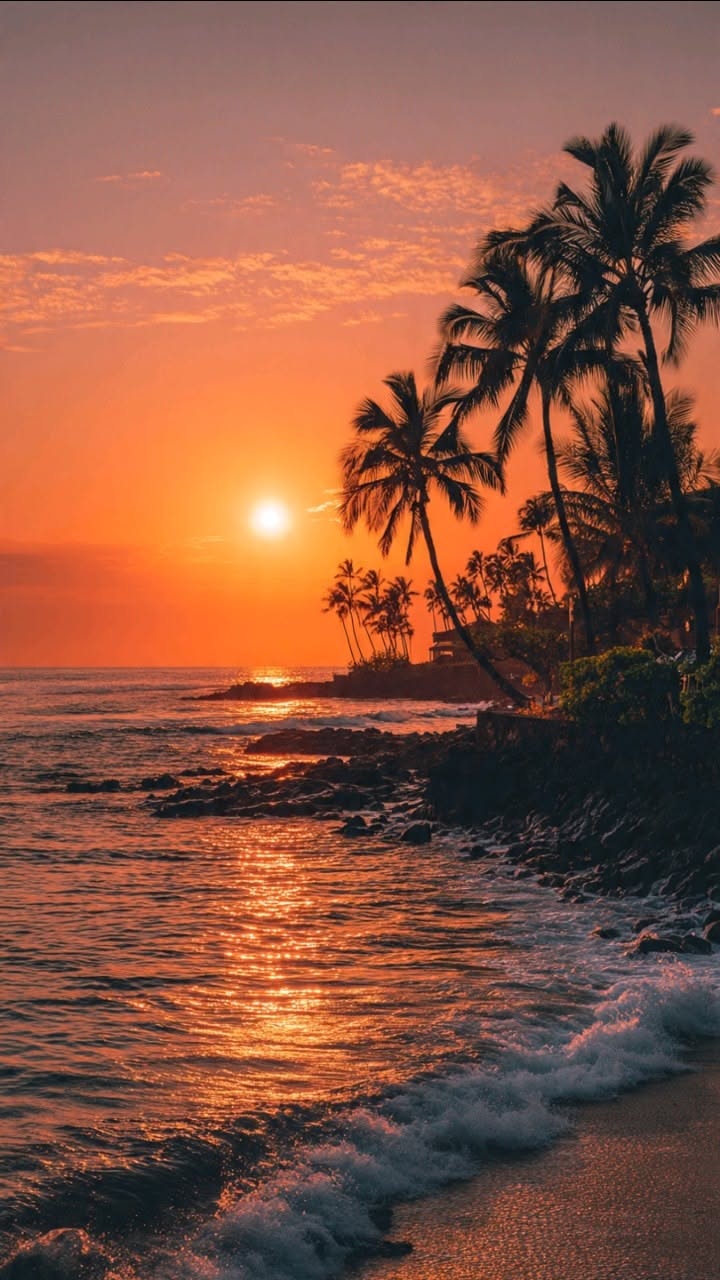 720x1280 Asus Vivobook Go 15 A Tropical Sunset On The Beach With Two Lounge Chairs And A