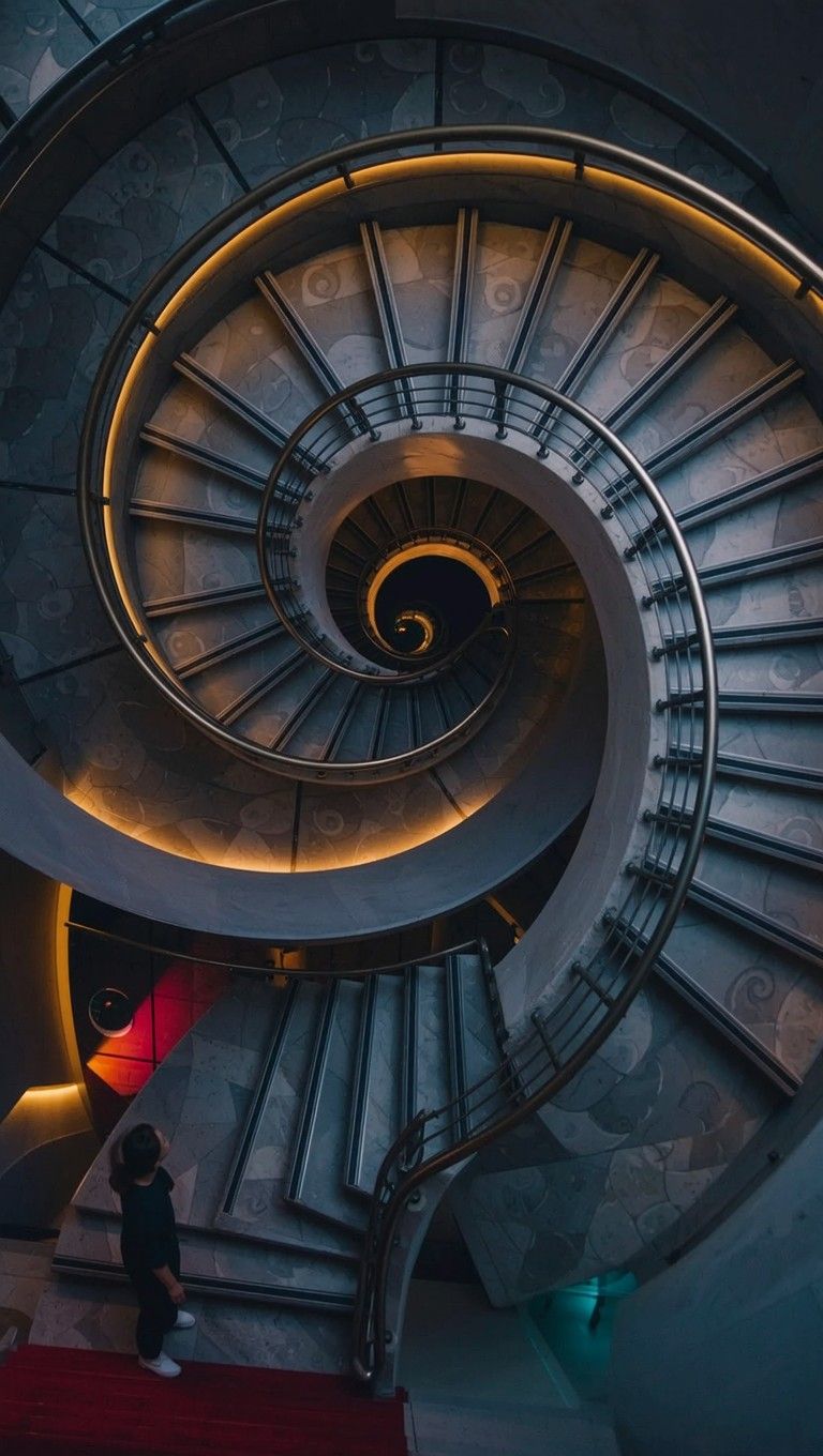 768x1360 Free Luminous Spiral Ascent Image, Staircase, Light