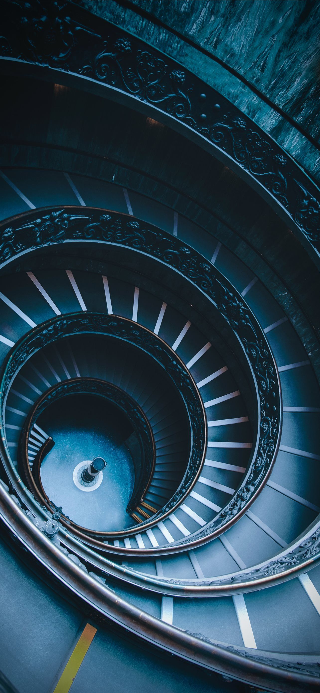 1284x2778 closeup photo of black spiral stairs iPhone Wallpaper Free Download