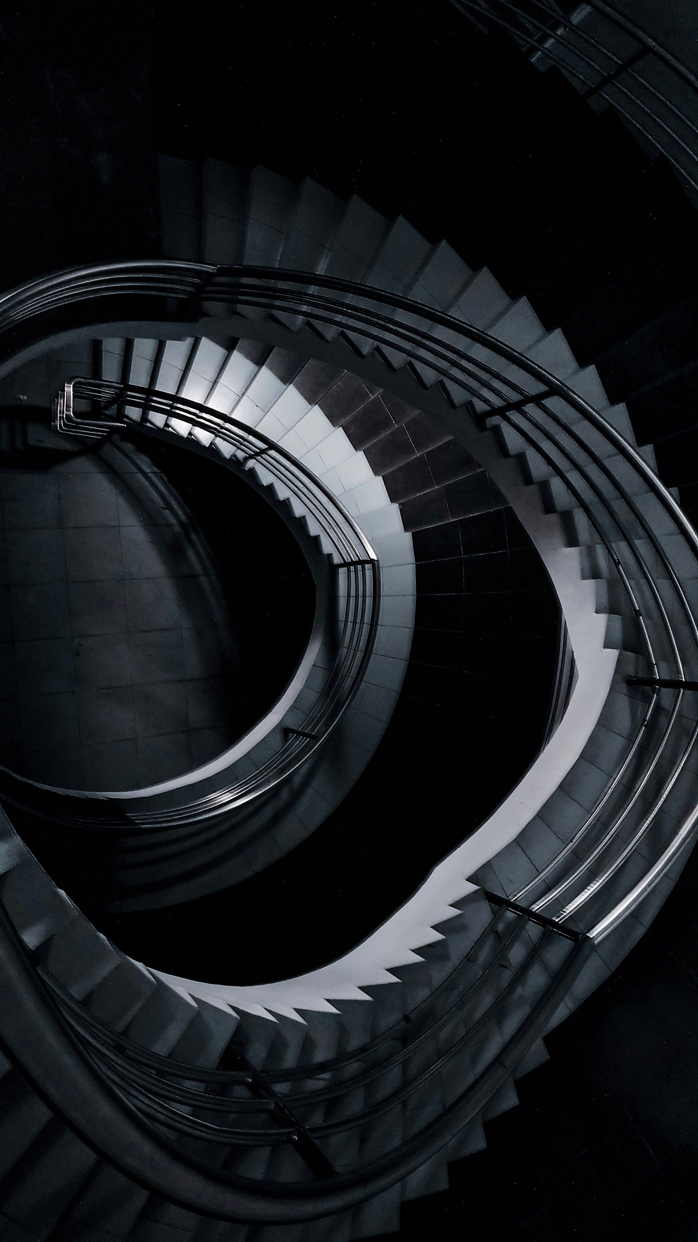 2248x4000 Black and White Spiral Staircase · Free