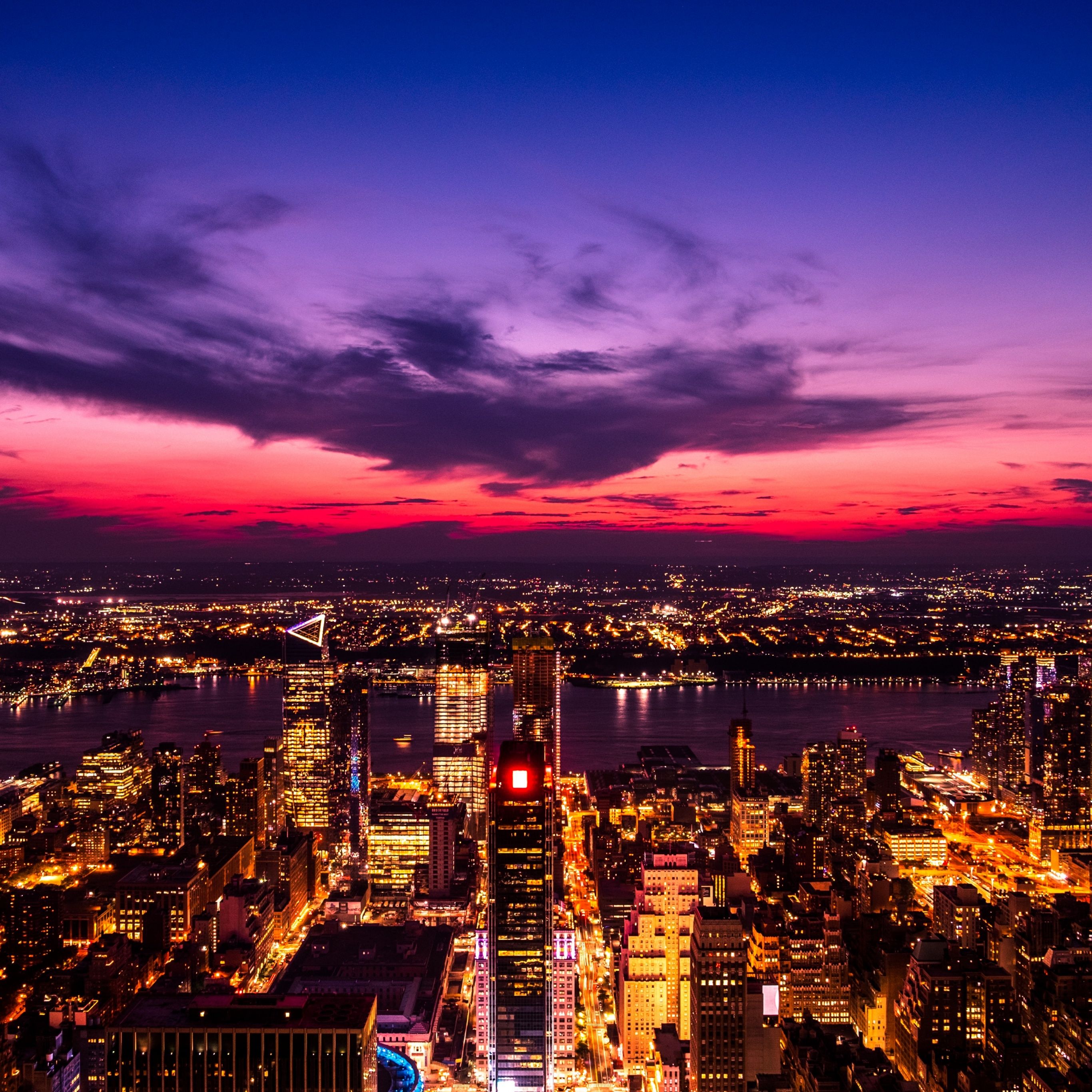 2732x2732 New York City Wallpaper 4K, Twilight, Sunset, Cityscape
